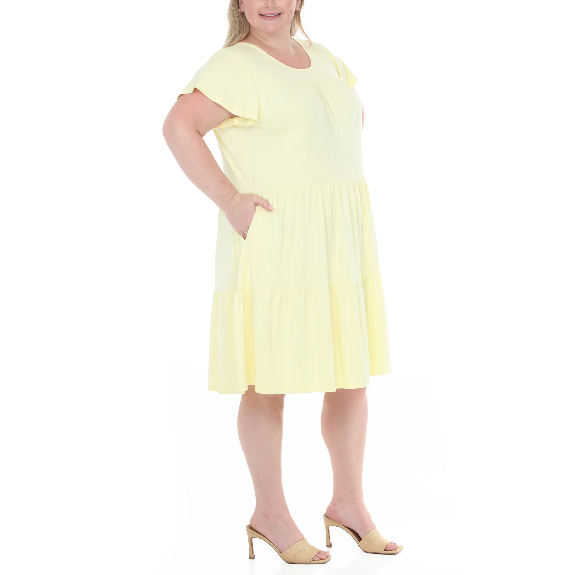 Plus Size Flutter Sleeve Ruffle Tiered Dress - Image 27