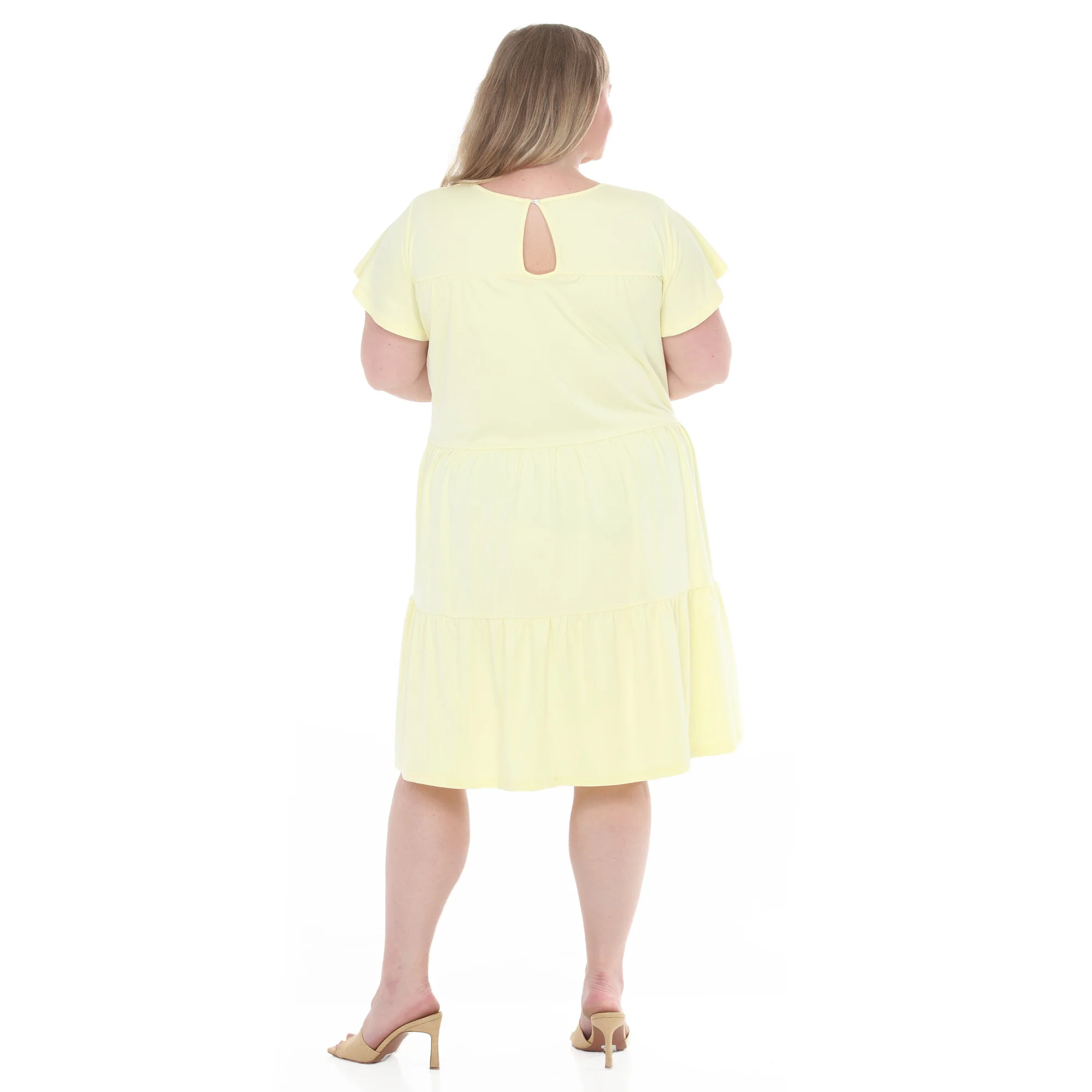 Plus Size Flutter Sleeve Ruffle Tiered Dress - Image 28