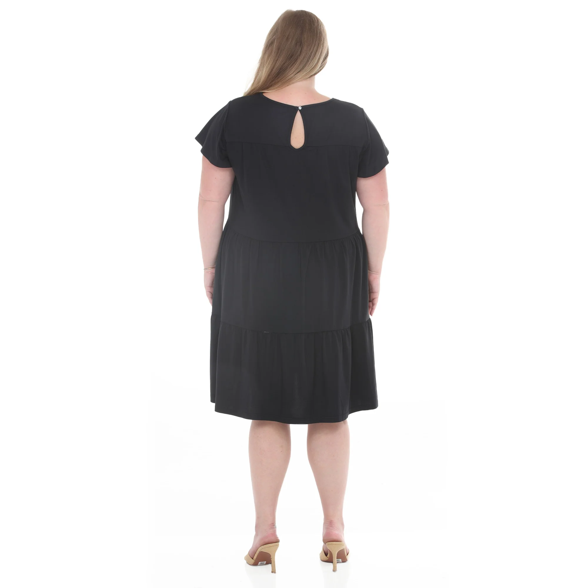 Plus Size Flutter Sleeve Ruffle Tiered Dress - Image 3