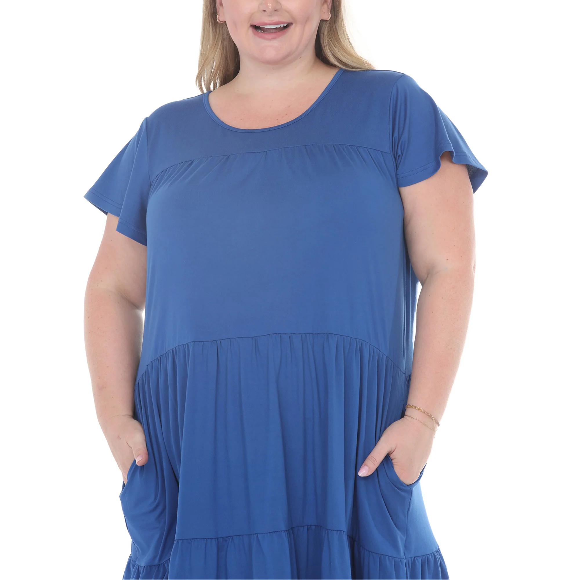 Plus Size Flutter Sleeve Ruffle Tiered Dress - Image 9