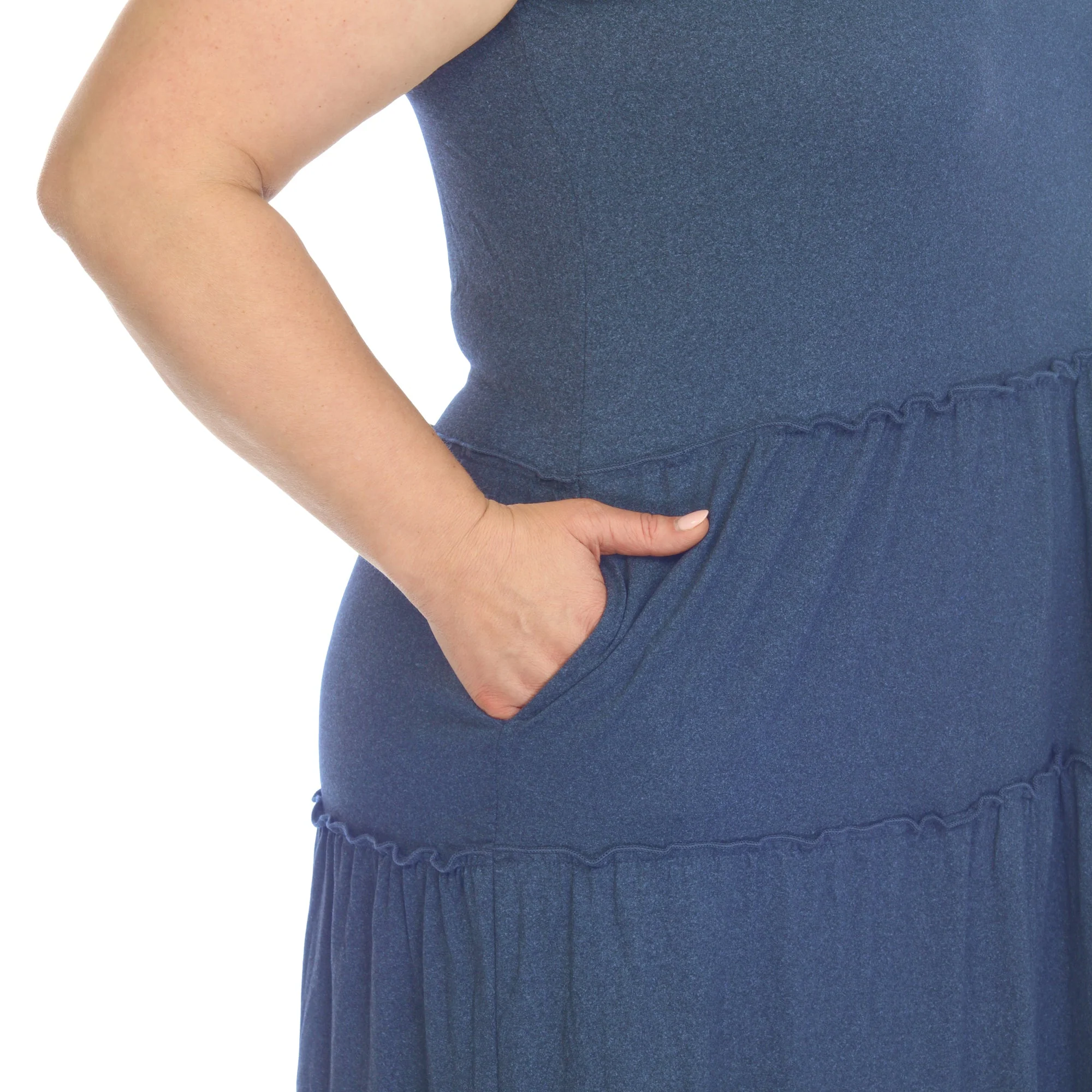 Plus Size Scoop Neck Tiered Midi Dress - Image 4