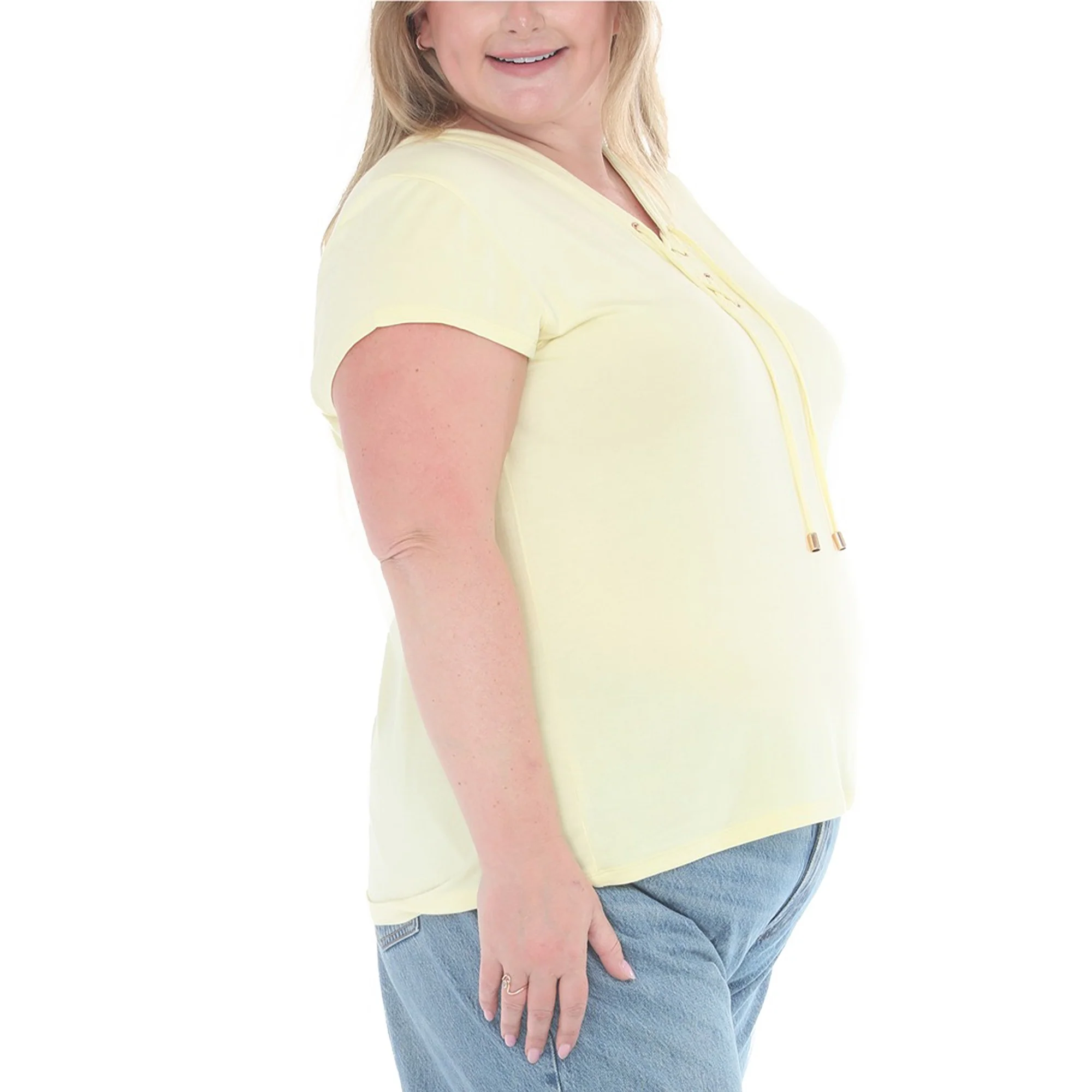 Plus Size V-Neck Front Tie Pullover Top - Image 19