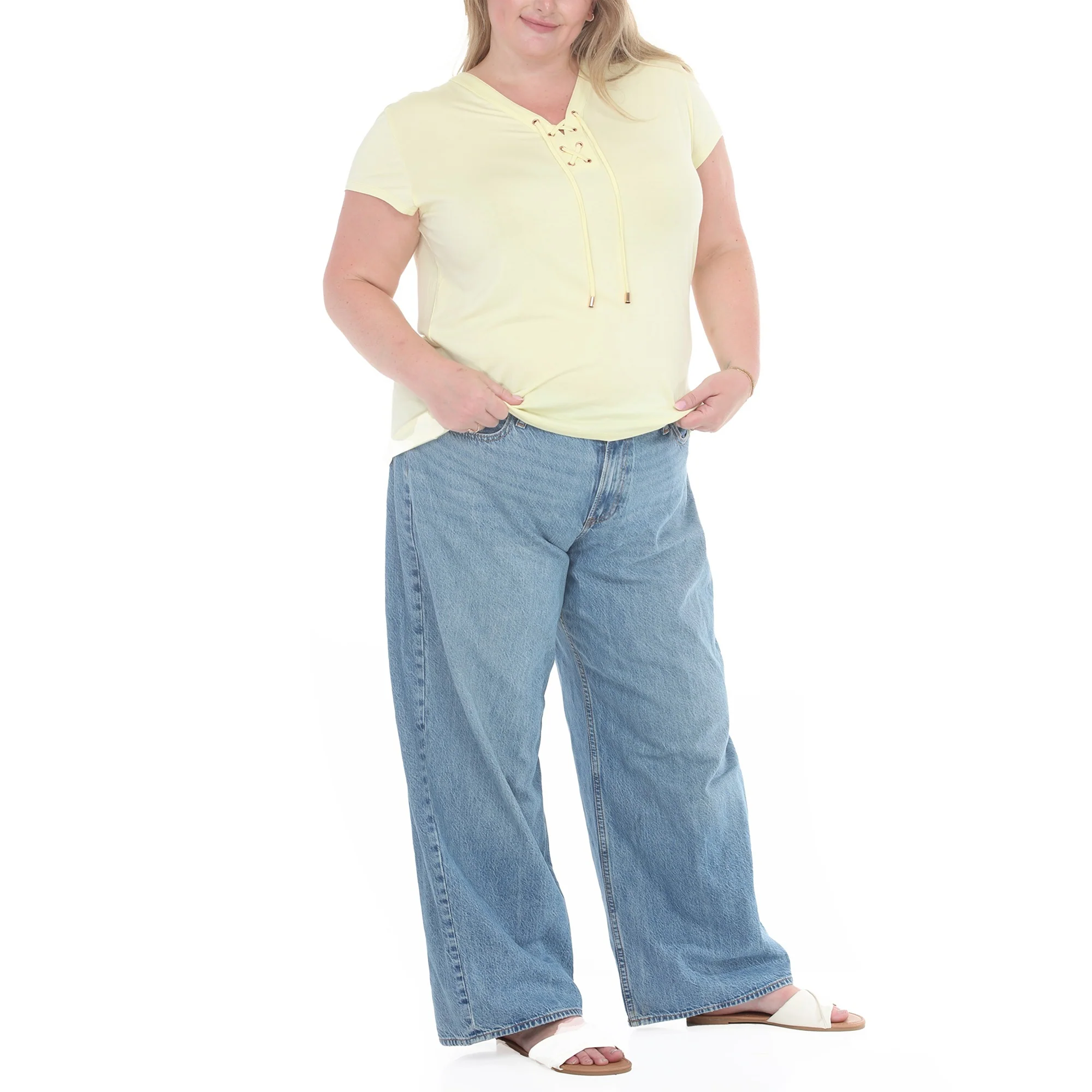 Plus Size V-Neck Front Tie Pullover Top - Image 22