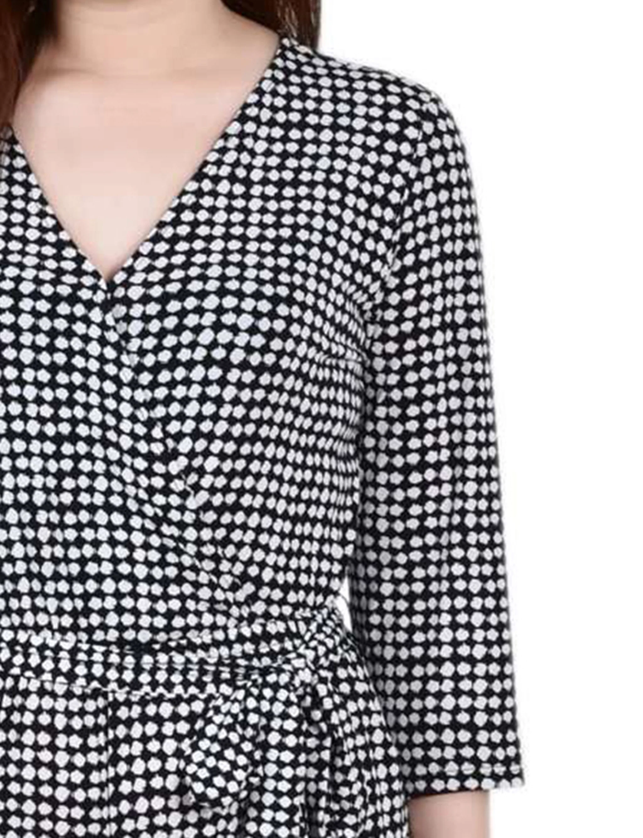 Polka Dot 3/4 Sleeve Belted Jumpsuit - Petite Short - Image 3