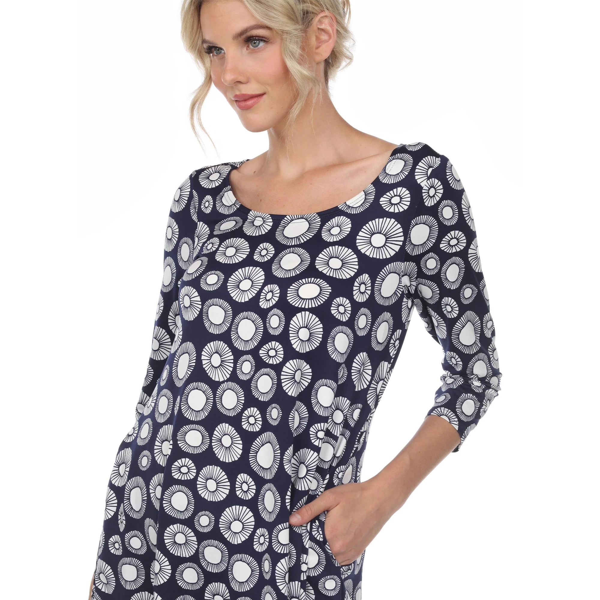Printed Geometric Circle Tunic Top - Image 15