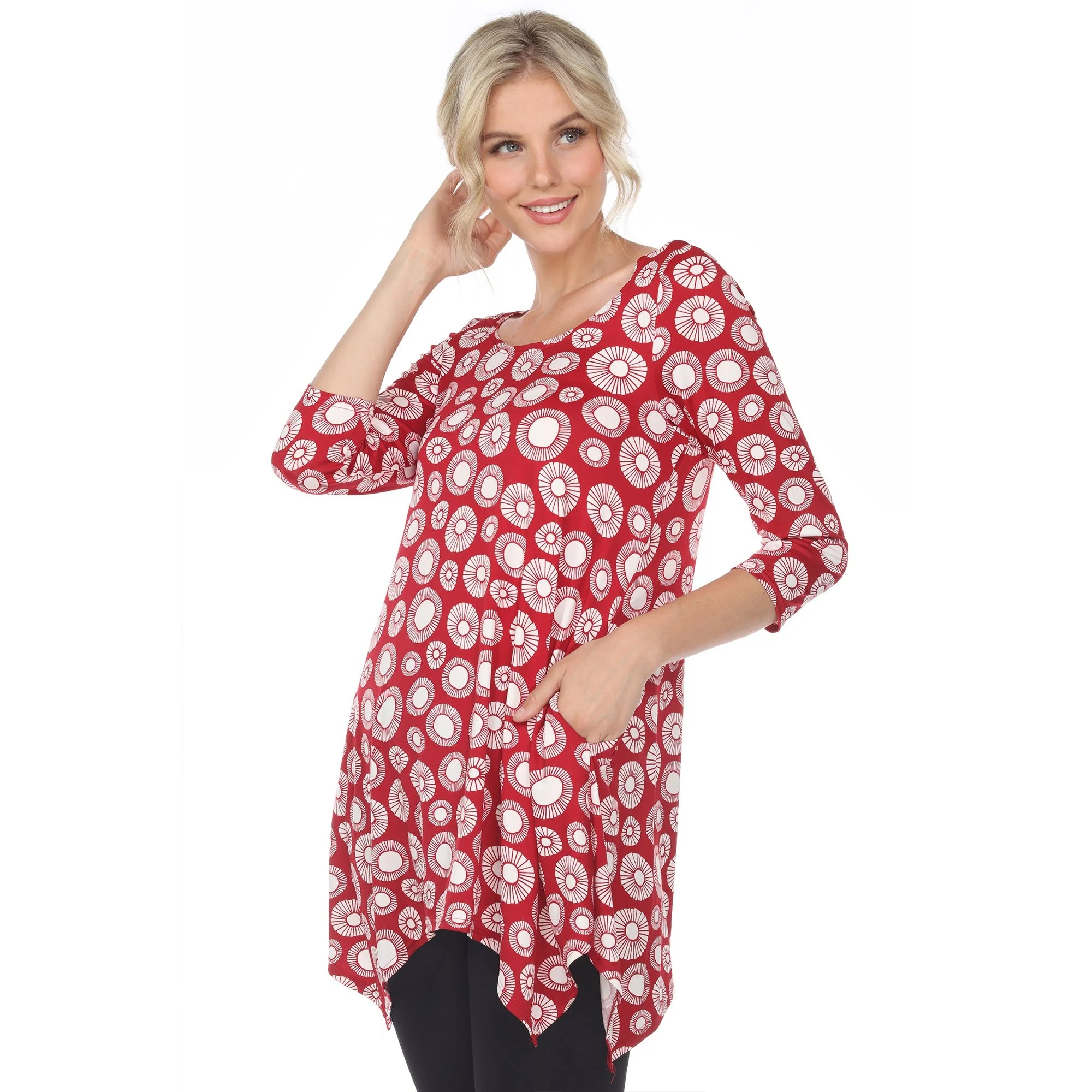 Printed Geometric Circle Tunic Top - Image 17