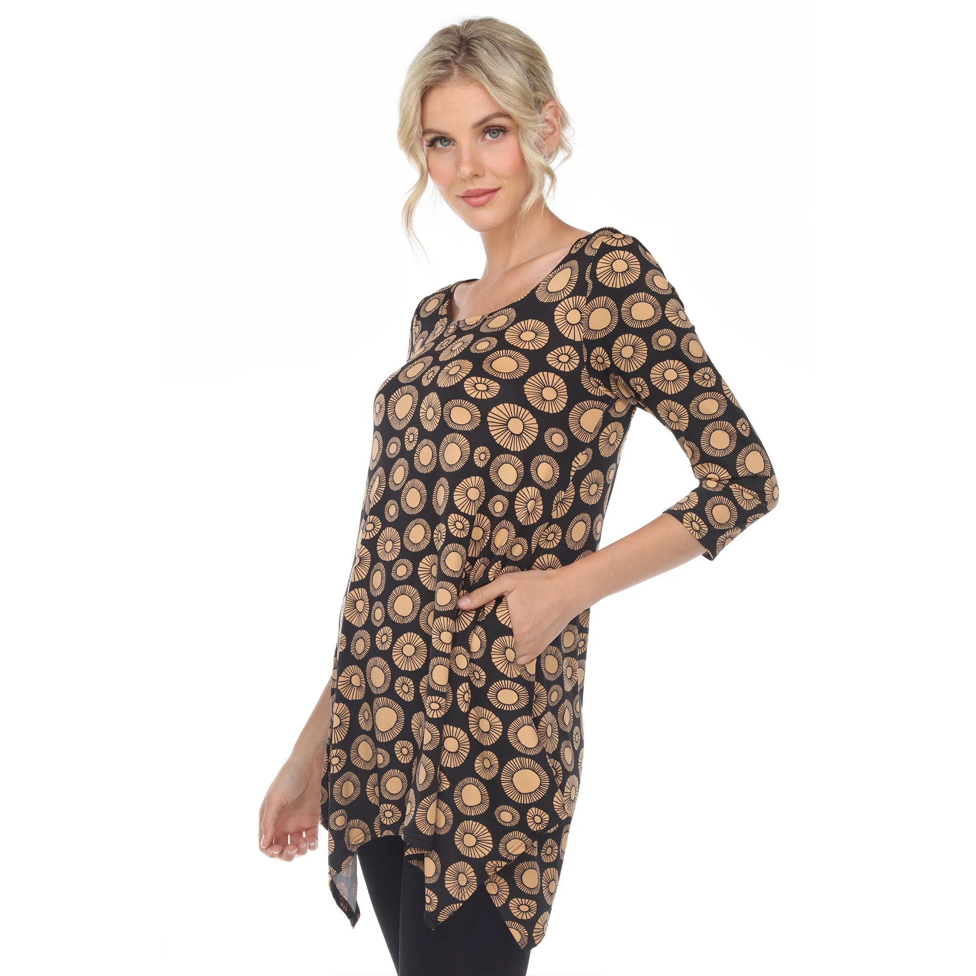 Printed Geometric Circle Tunic Top - Image 2
