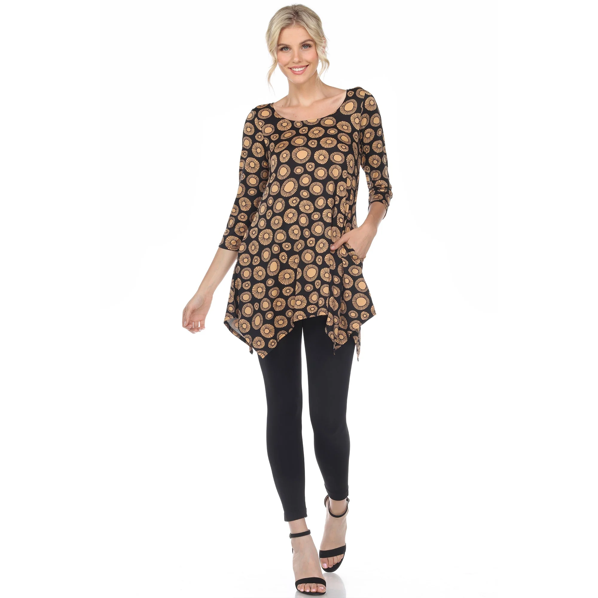 Printed Geometric Circle Tunic Top - Image 4