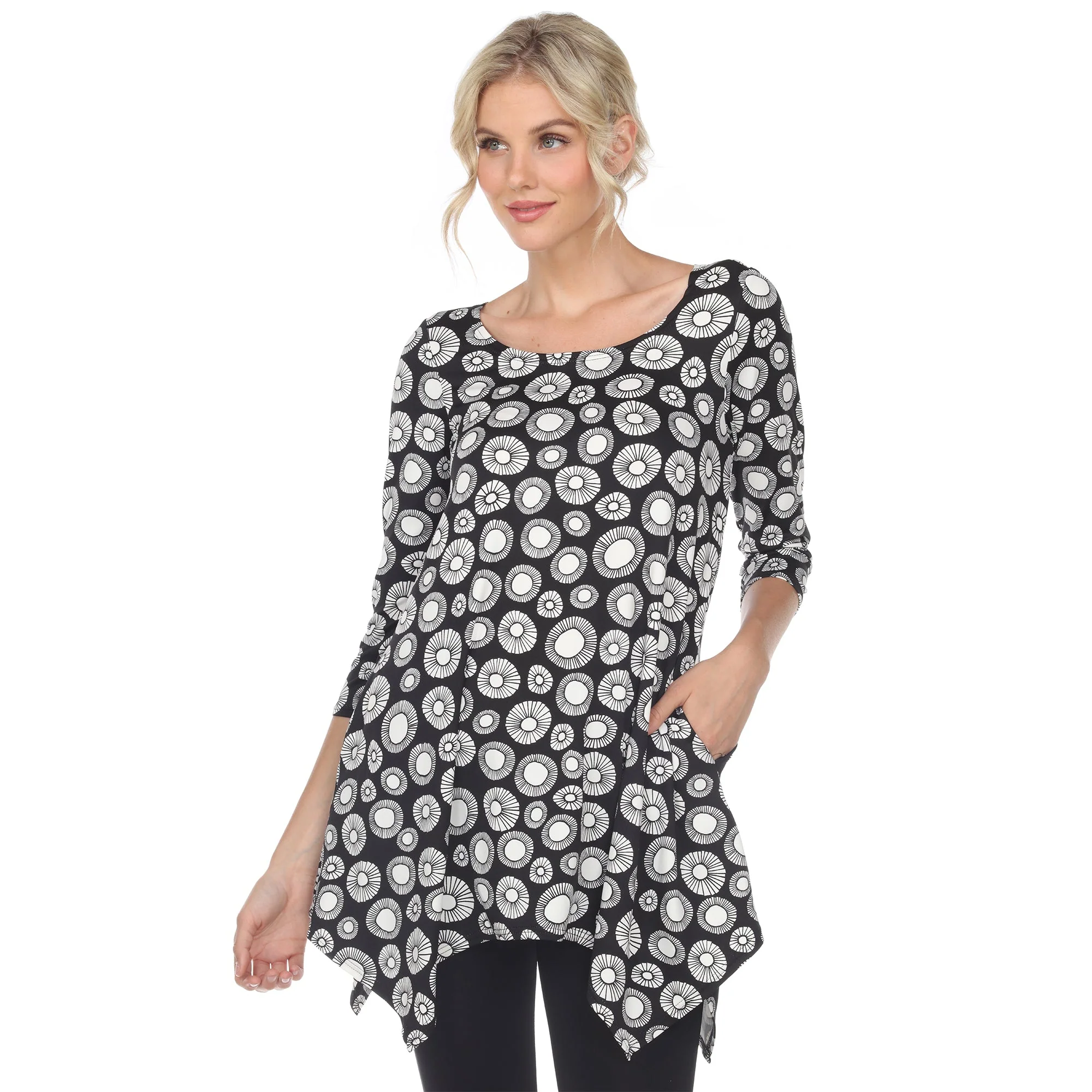 Printed Geometric Circle Tunic Top - Image 7