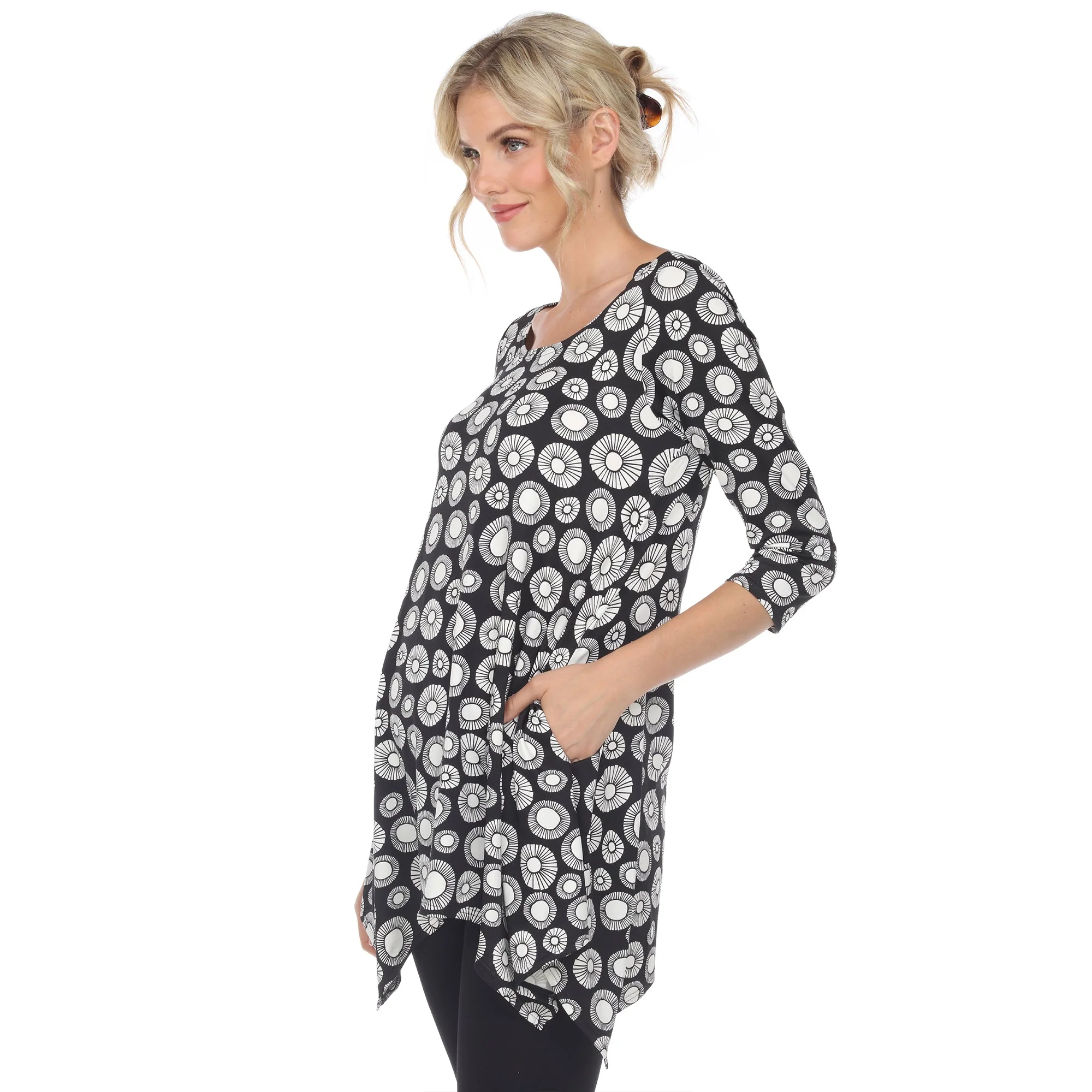 Printed Geometric Circle Tunic Top - Image 8