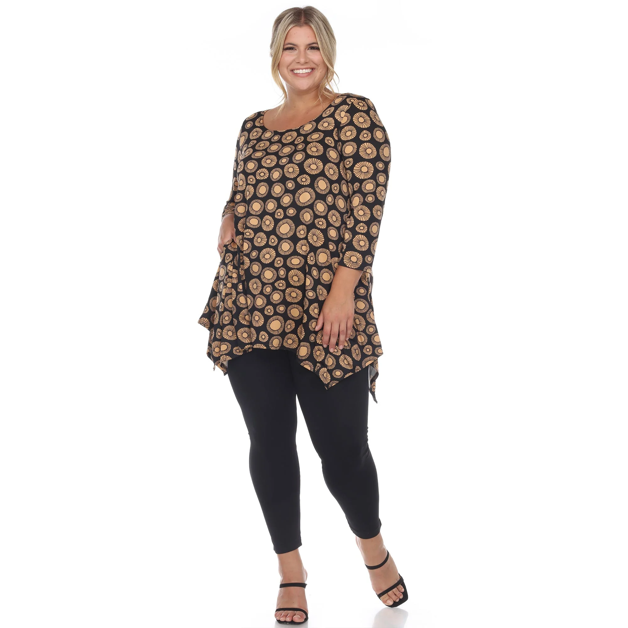 Printed Geometric Circle Tunic Top - Plus - Image 10