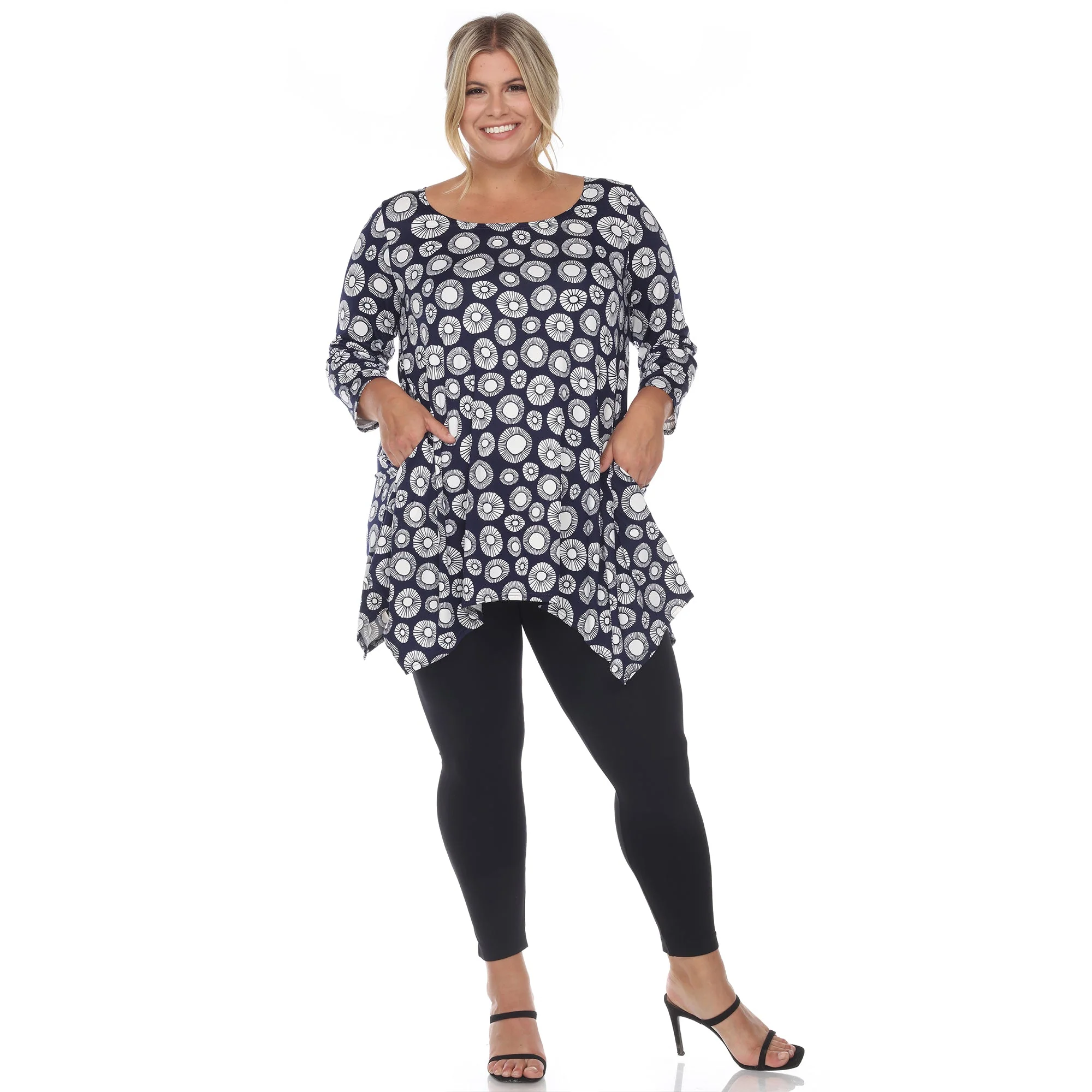Printed Geometric Circle Tunic Top - Plus - Image 15