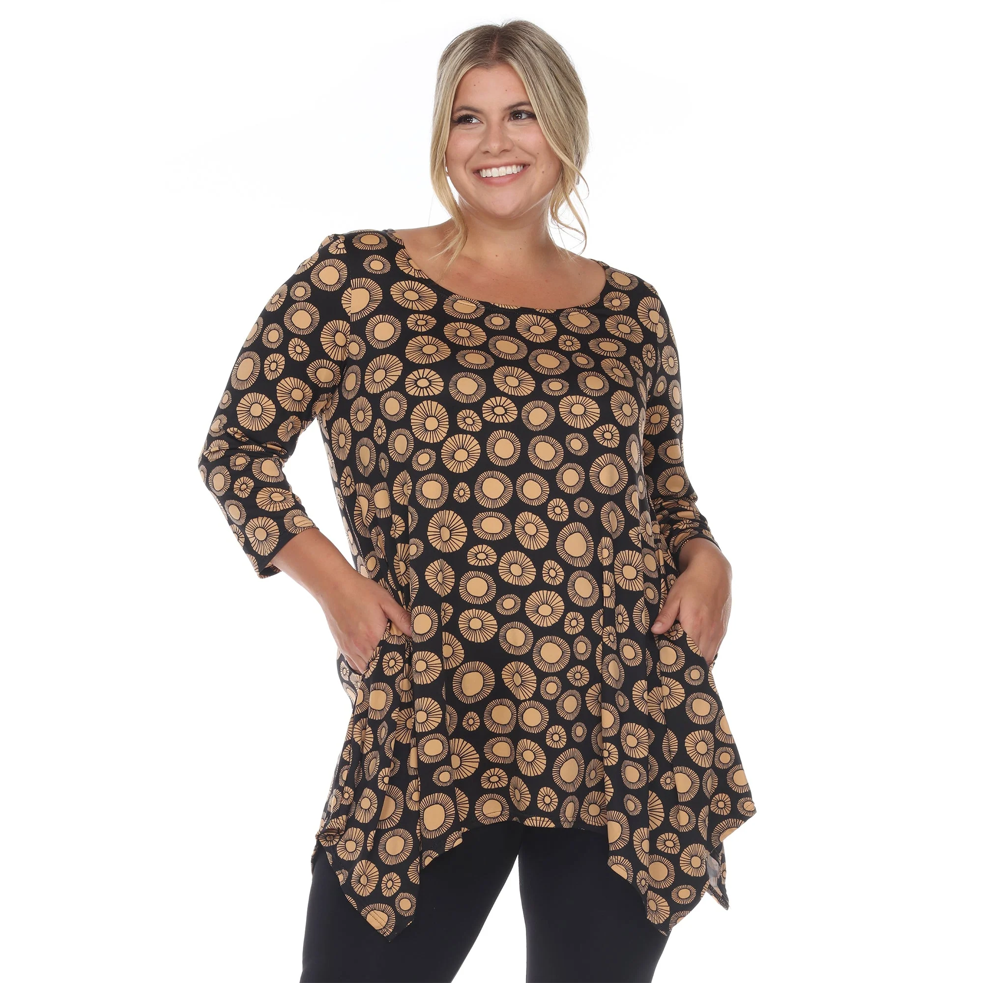 Printed Geometric Circle Tunic Top - Plus - Image 7