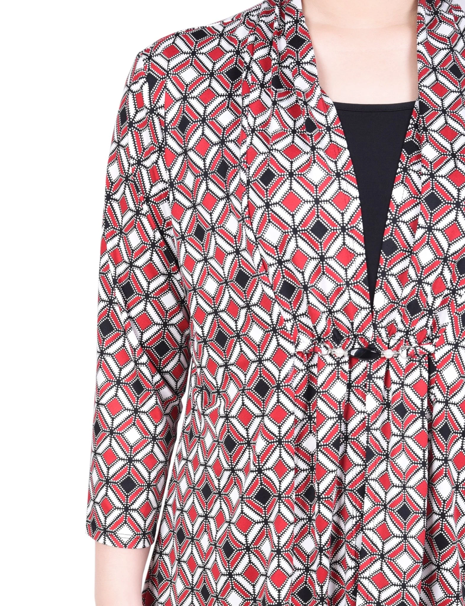 Puff Print 3/4 Sleeve Two-Fer Top - Petite - Image 10