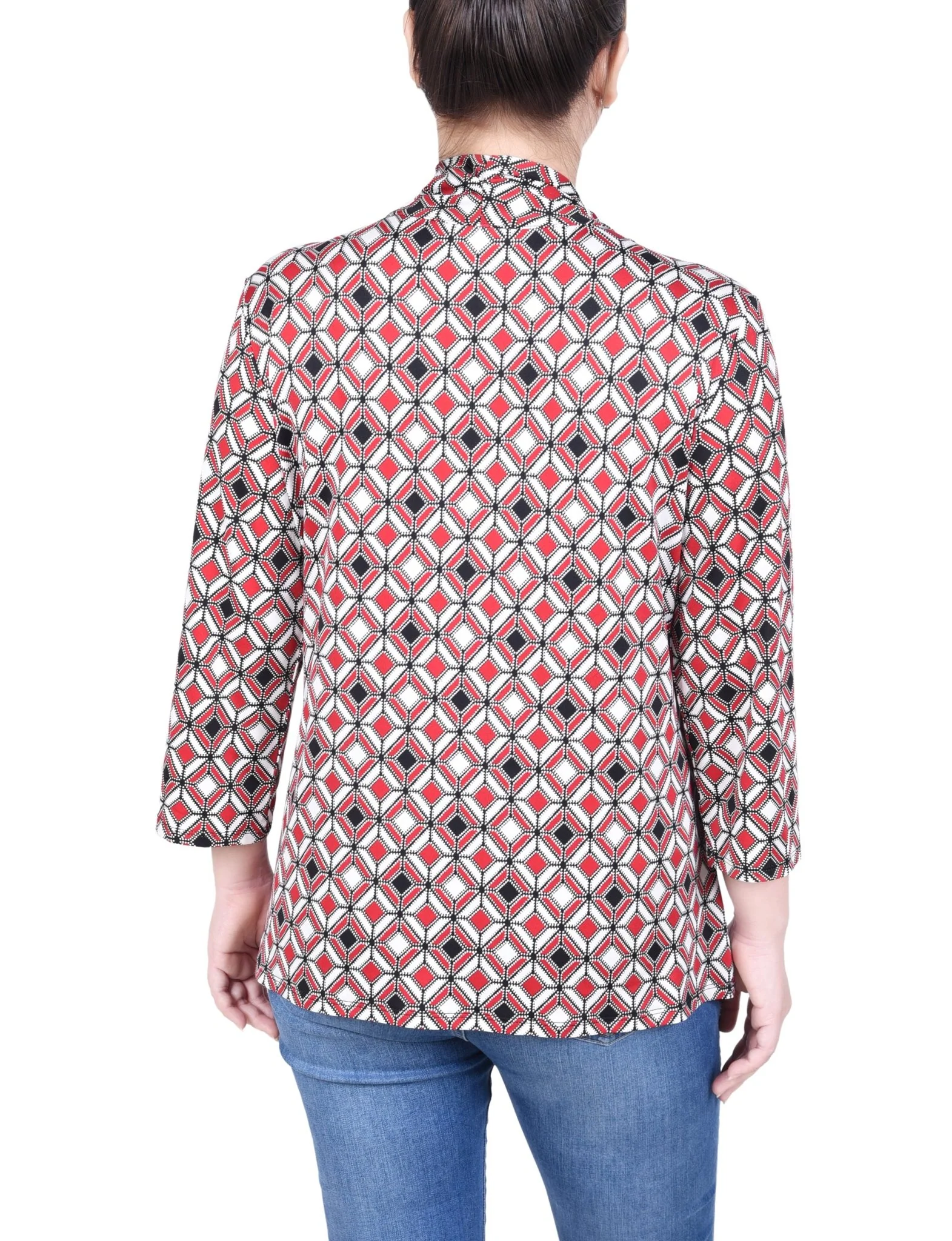 Puff Print 3/4 Sleeve Two-Fer Top - Petite - Image 11