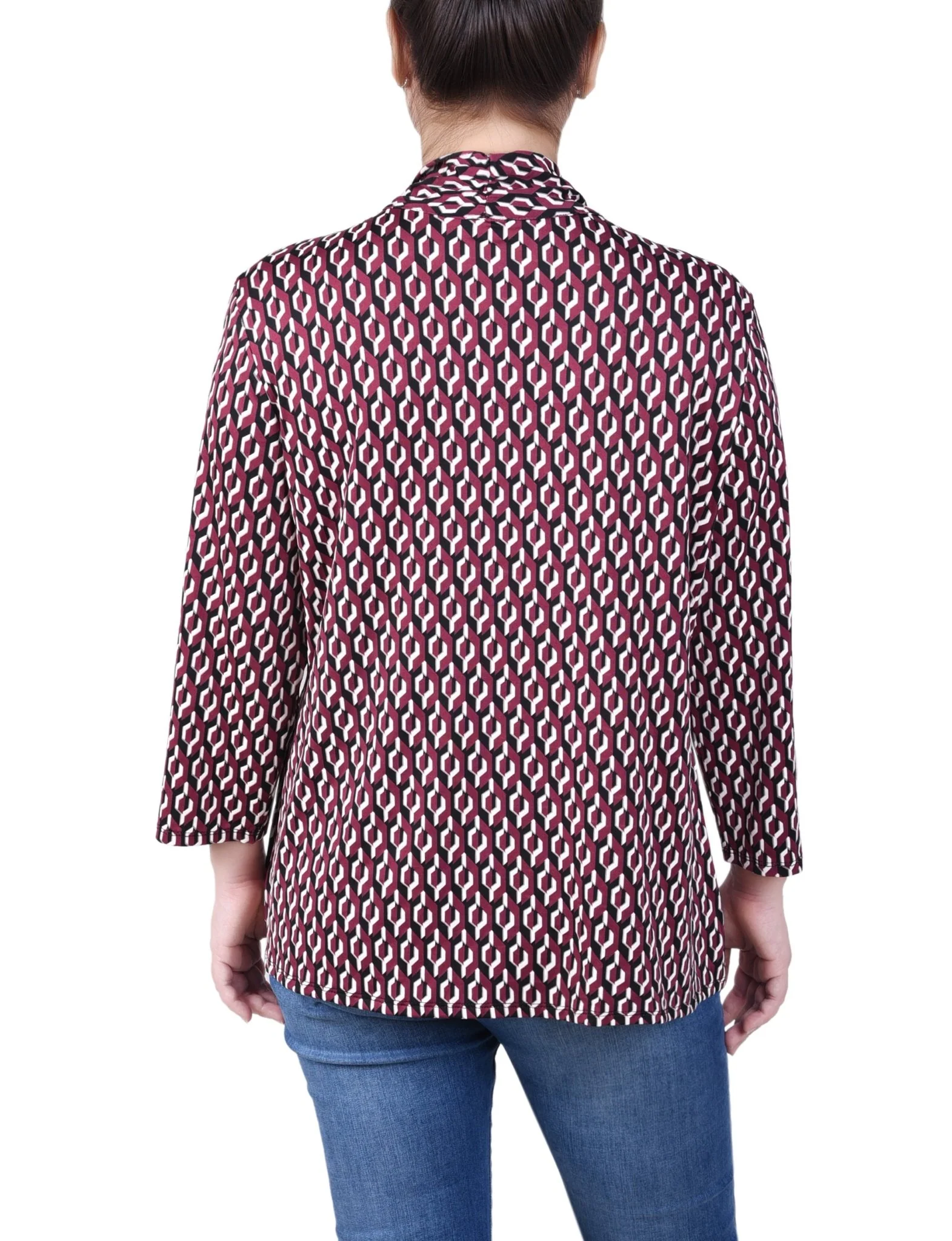 Puff Print 3/4 Sleeve Two-Fer Top - Petite - Image 15