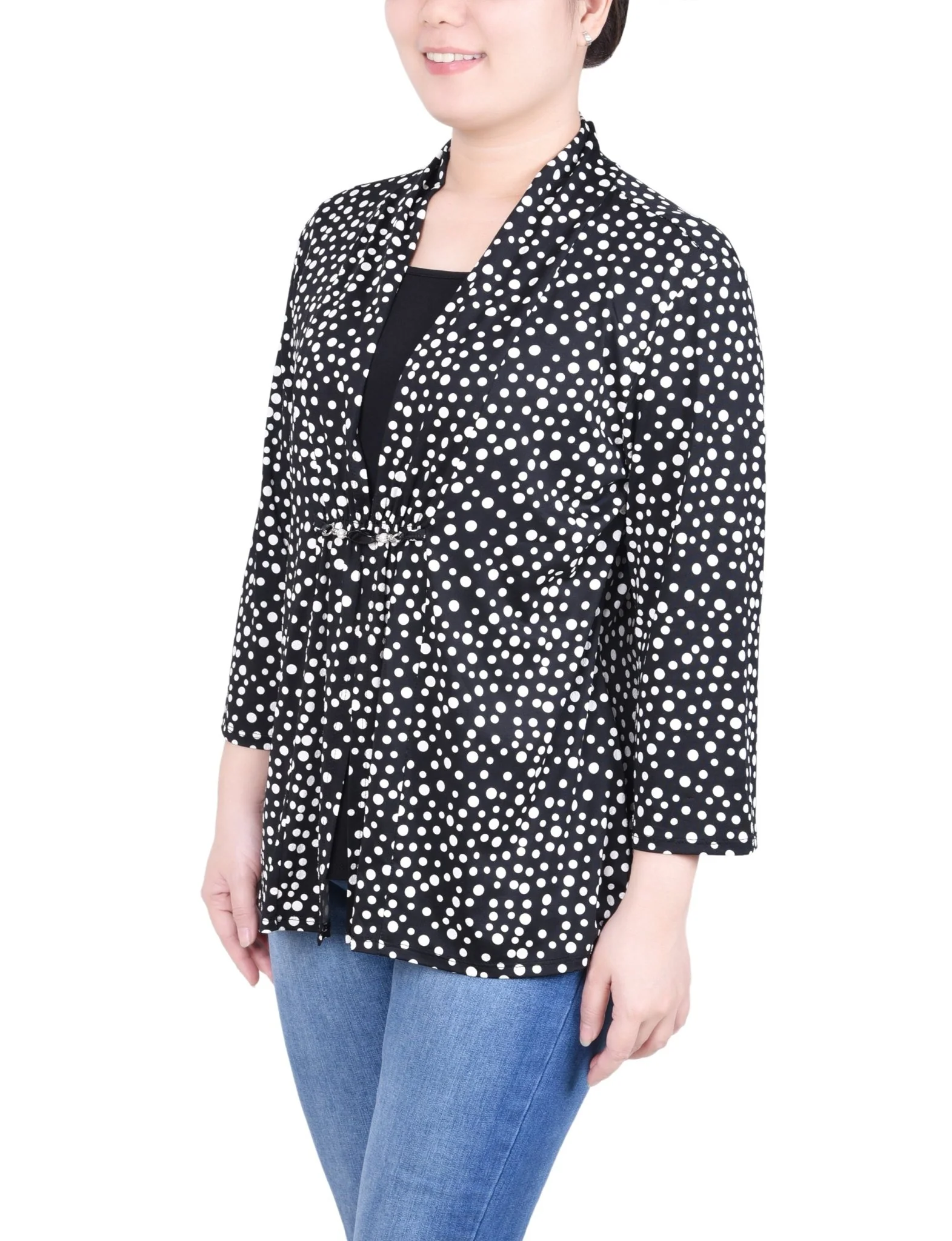 Puff Print 3/4 Sleeve Two-Fer Top - Petite - Image 17
