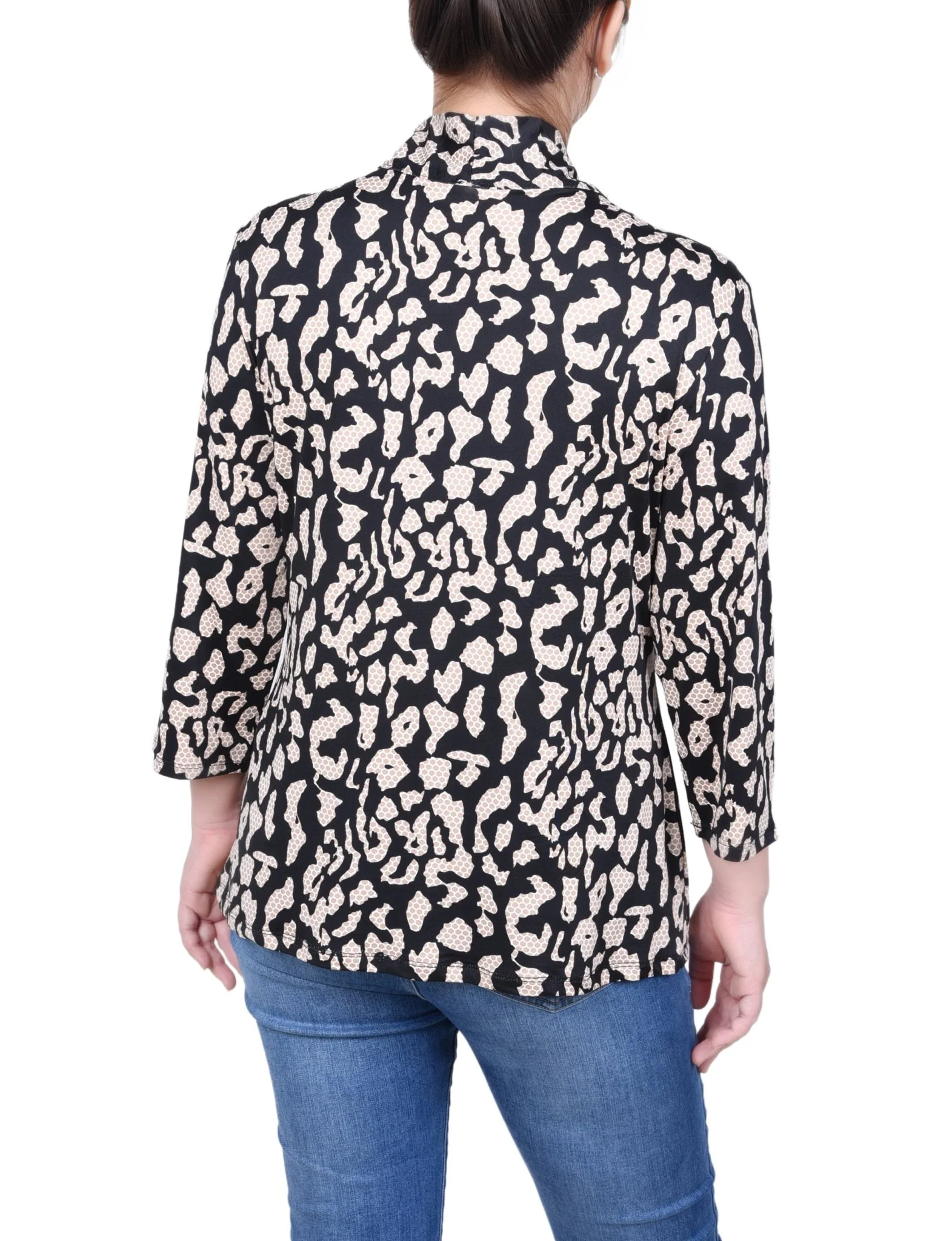 Puff Print 3/4 Sleeve Two-Fer Top - Petite - Image 20