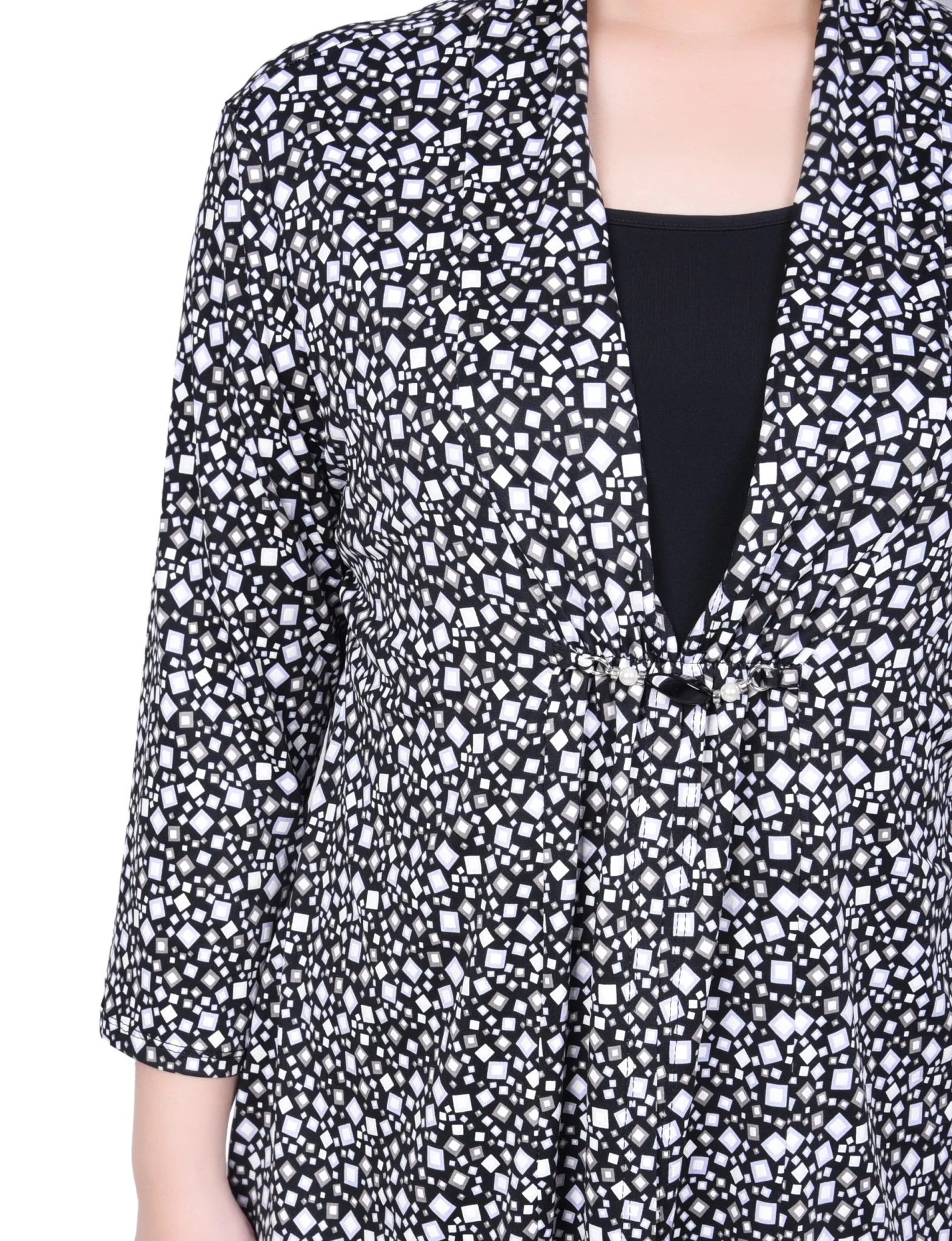 Puff Print 3/4 Sleeve Two-Fer Top - Petite - Image 6