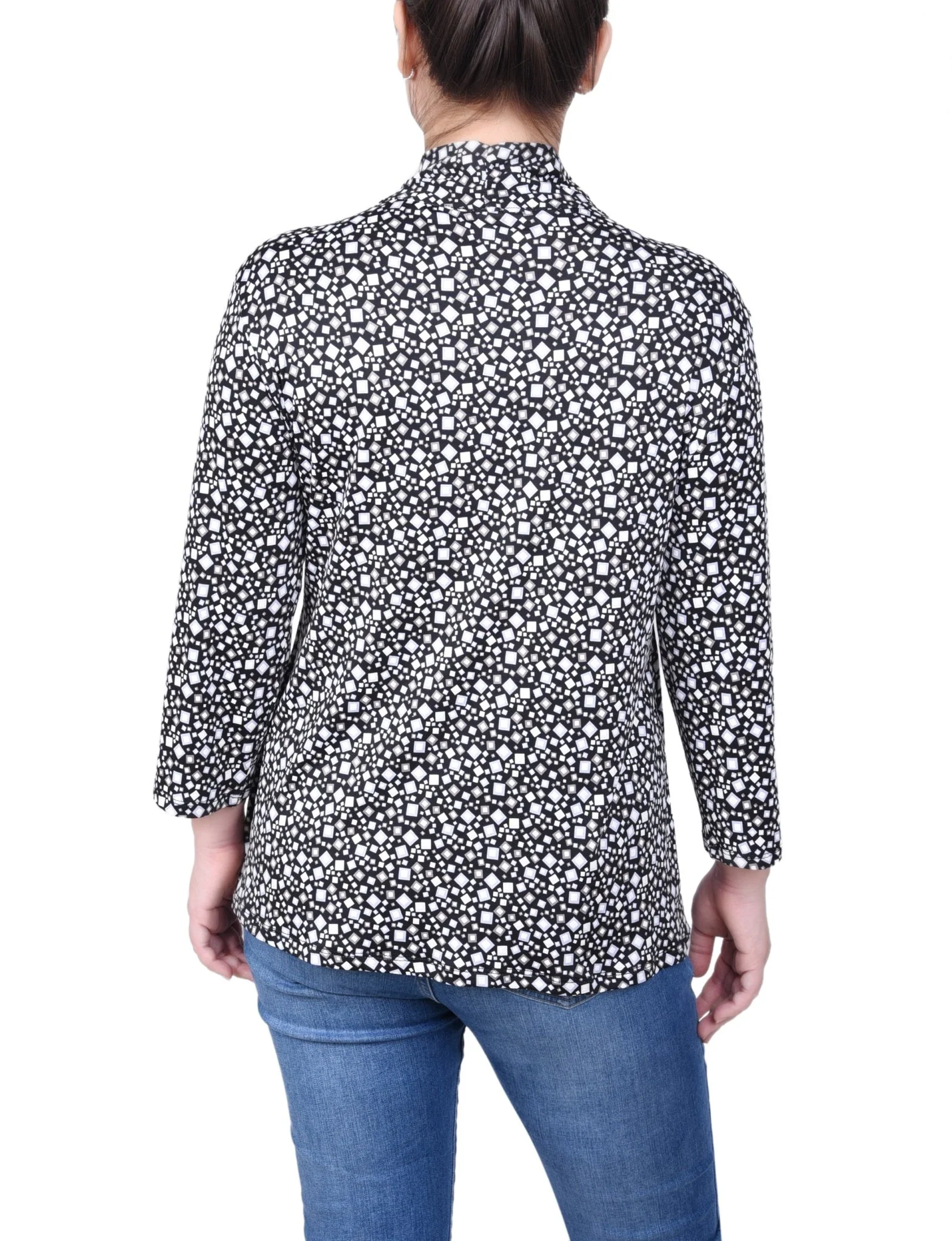 Puff Print 3/4 Sleeve Two-Fer Top - Petite - Image 7