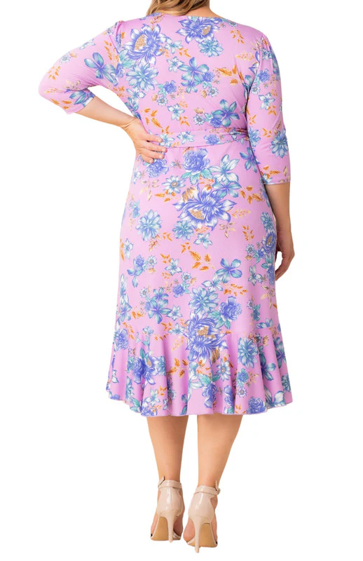 Purple Flirty Flounce Wrap Dress - Plus - Image 2