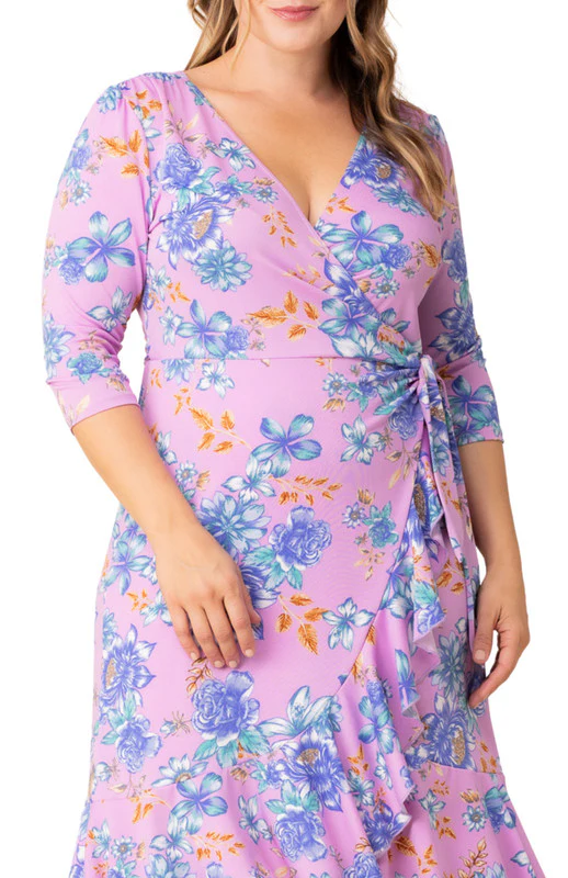 Purple Flirty Flounce Wrap Dress - Plus - Image 3