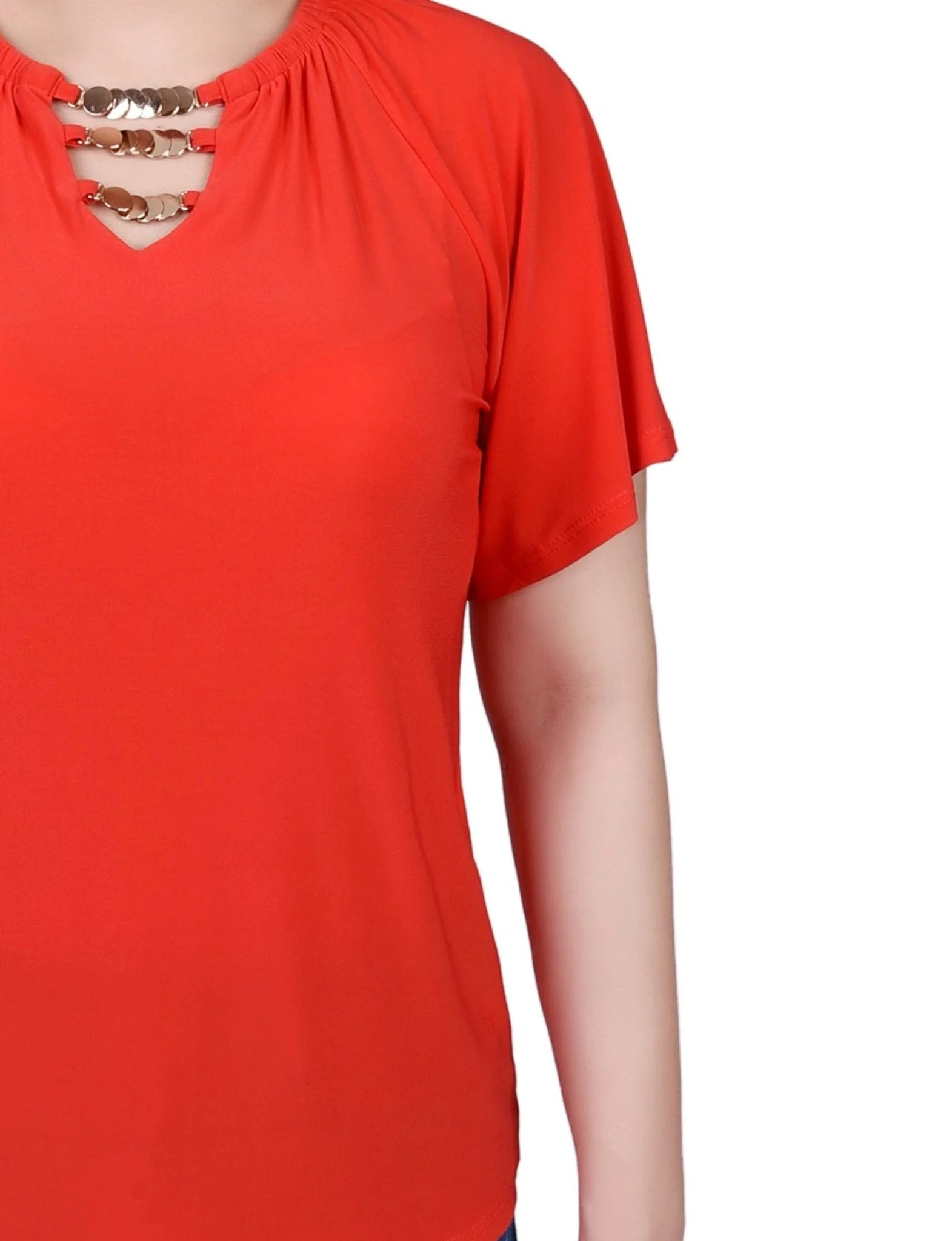 Raglan Sleeve Top With Chain Details - Image 3