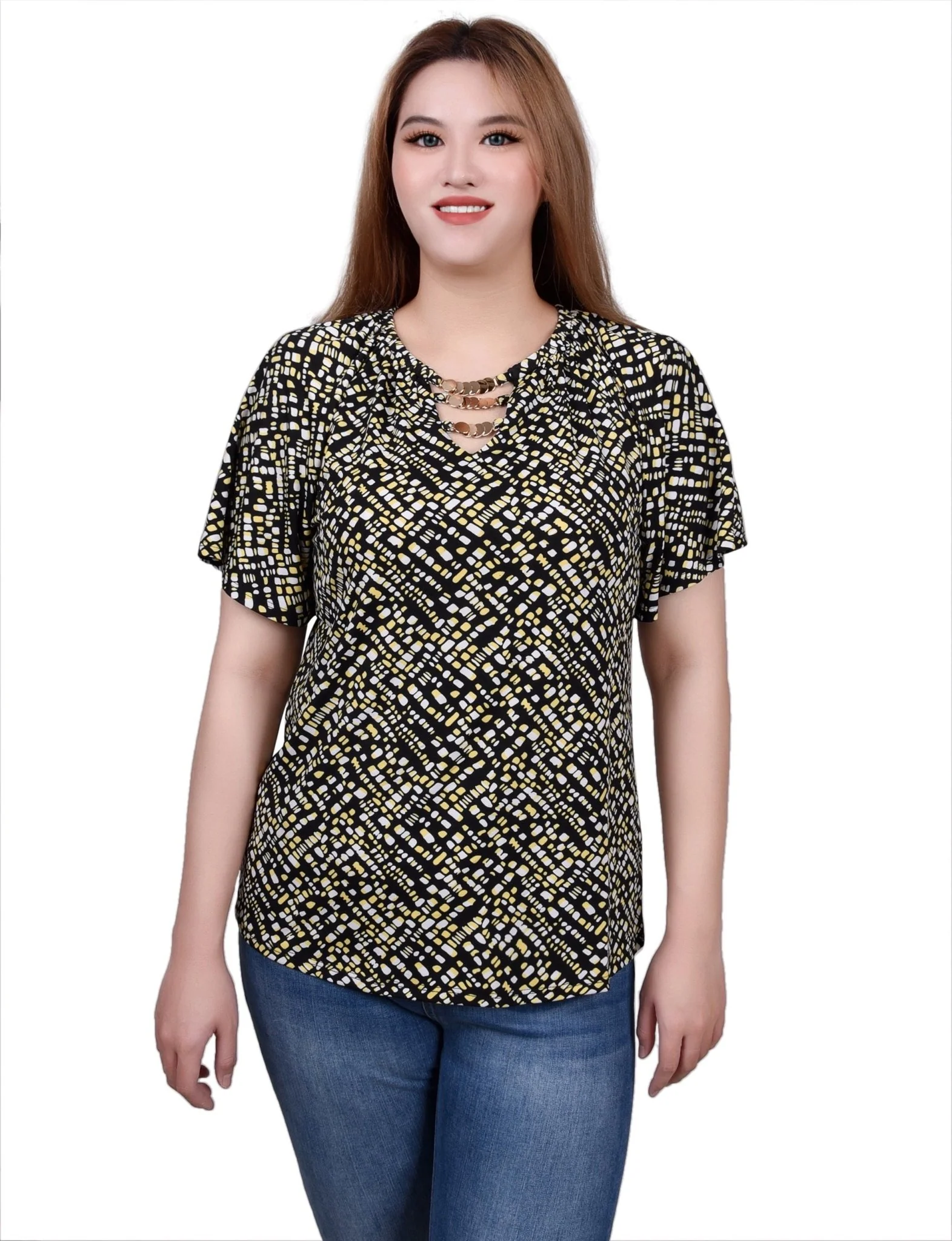 Raglan Sleeve Top With Chain Details - Image 9