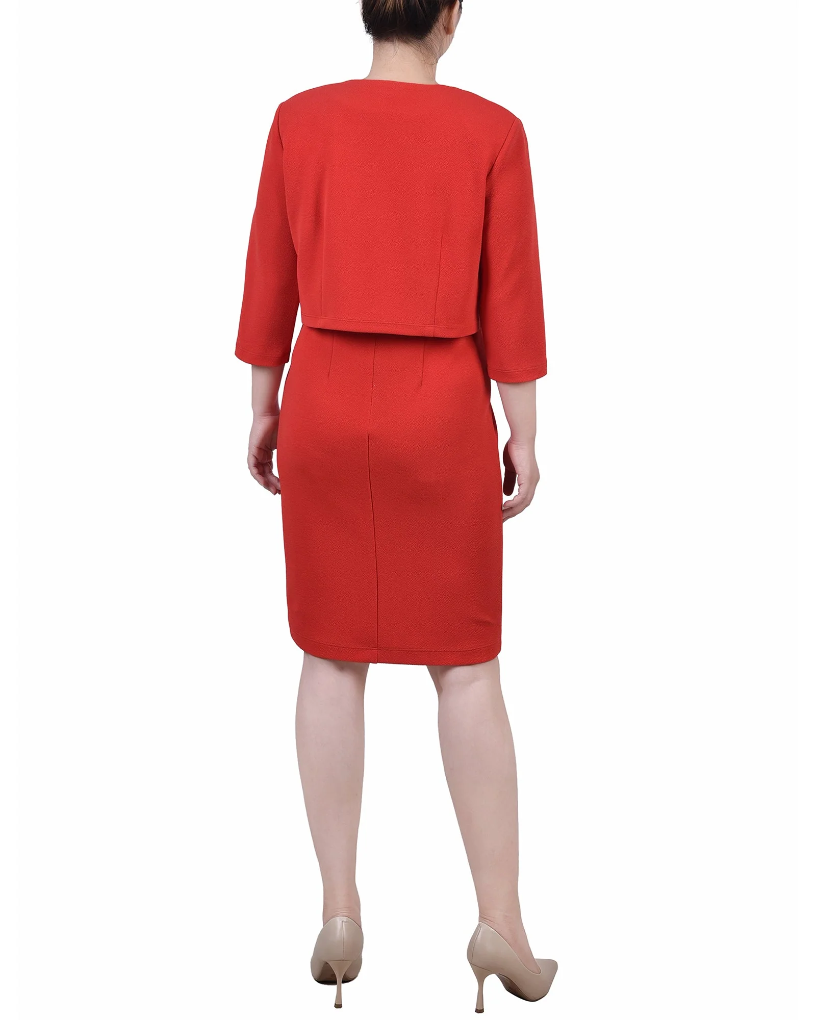 Red 2 Piece Colorblocked Dress Set - Image 3