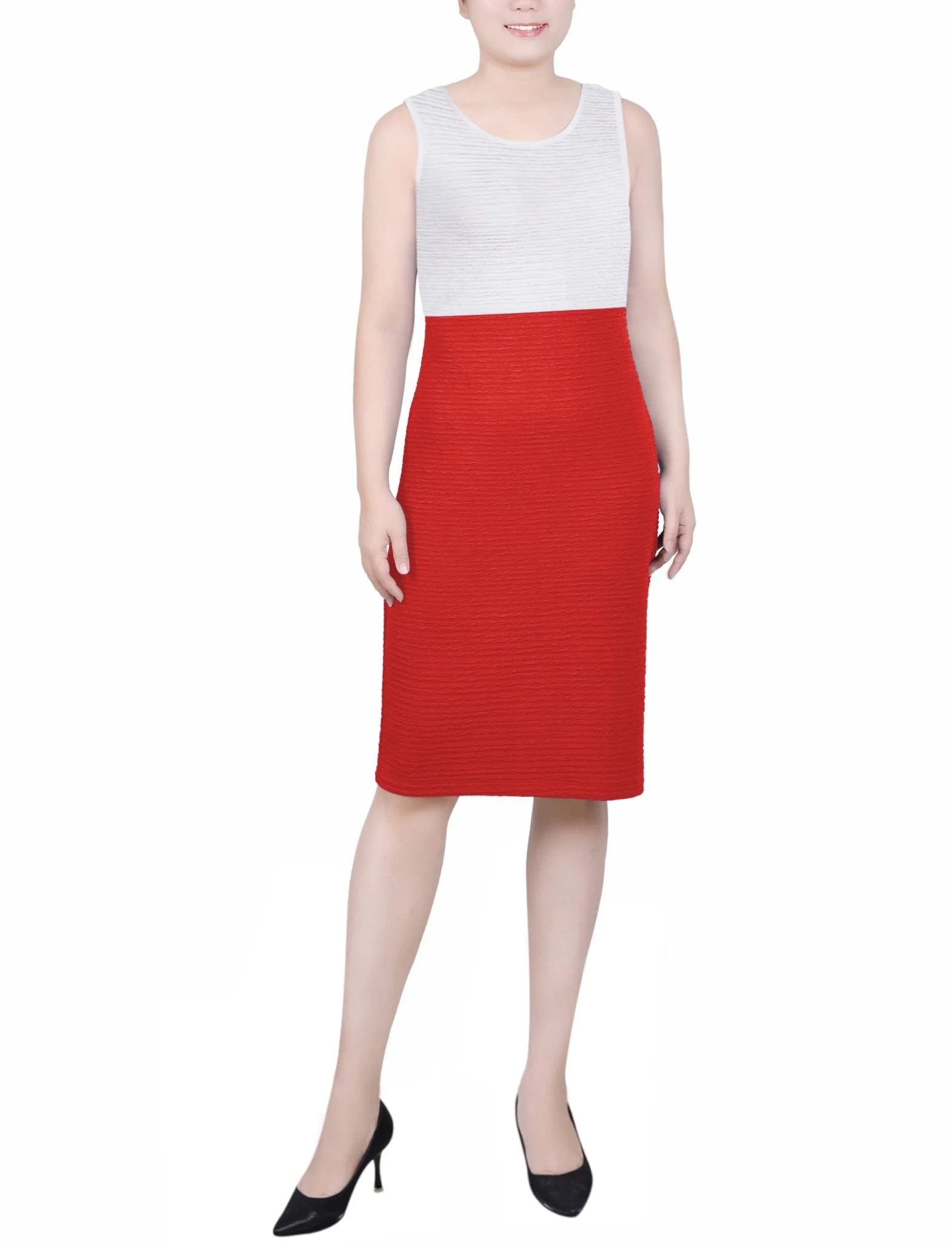 Red 2 Piece Colorblocked Dress Set - Image 4