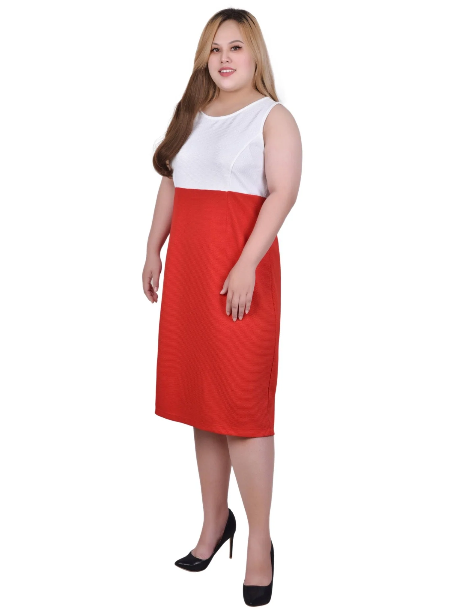 Red 2 Piece Colorblocked Dress Set - Plus - Image 4