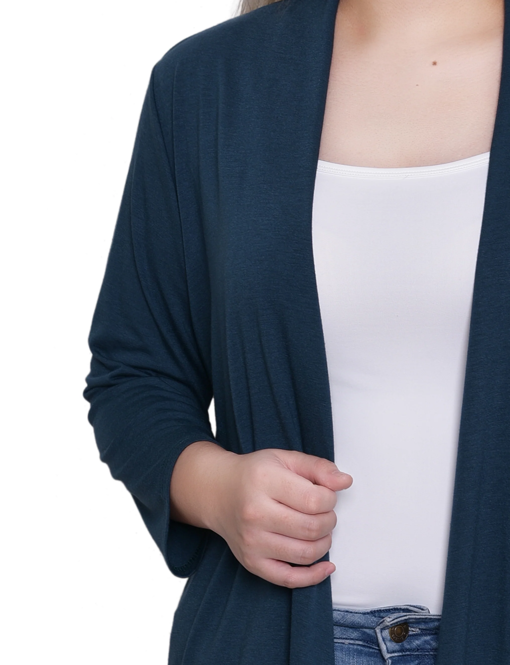 Reflecting Pond Solid 3/4 Sleeve Cardigan - Image 3