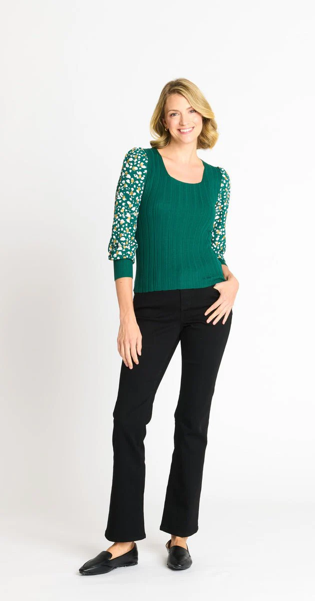 Rib Sweater with Printed Sleeve - Image 3