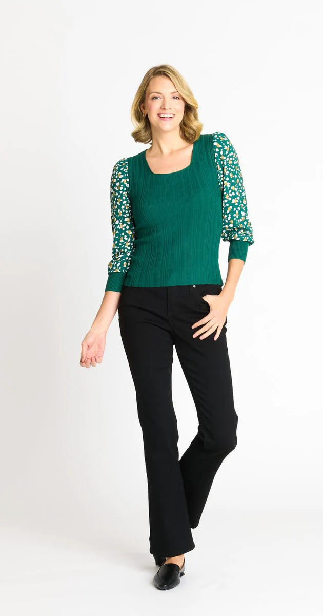 Rib Sweater with Printed Sleeve - Image 4