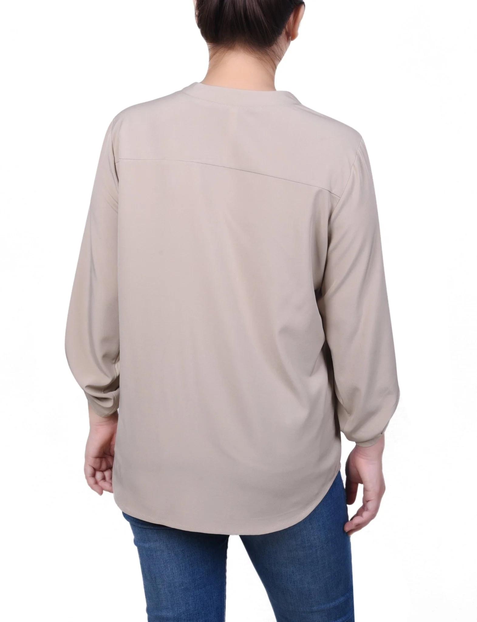 Roll Tab Sleeve Blouse with Pockets - Petite - Image 4