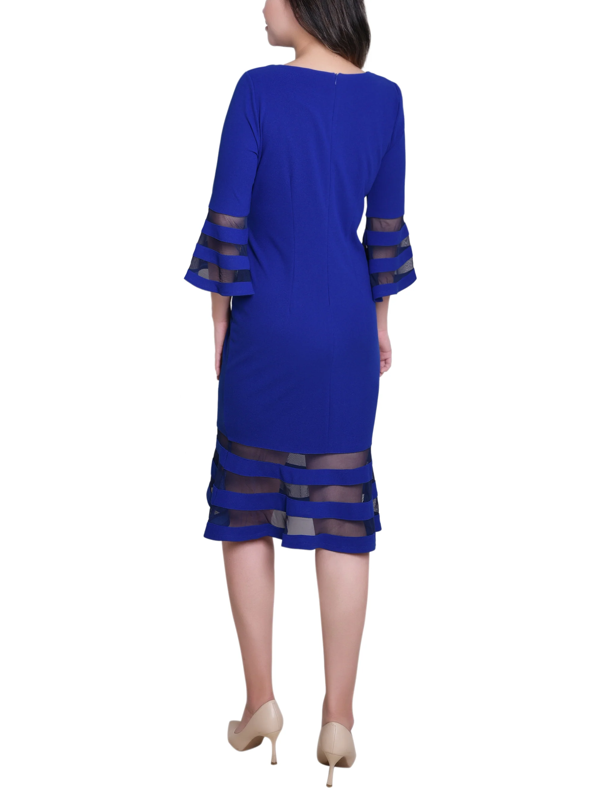 Royal Navy Shadow Stripe Elbow Sleeve Dress - Image 4