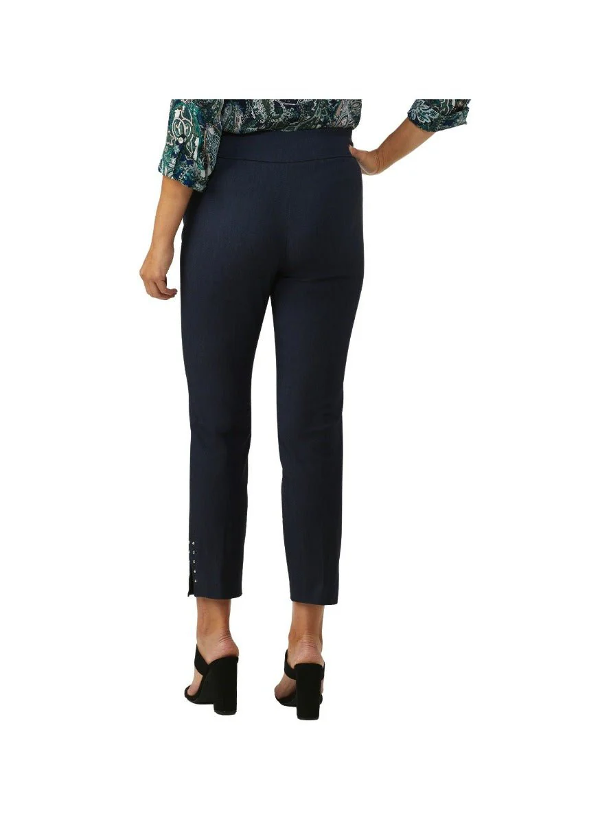 Roz & Ali™ Solid Millennium Tummy Panel Pull On Ankle Pants With Rivet Trim Bottom - Image 4