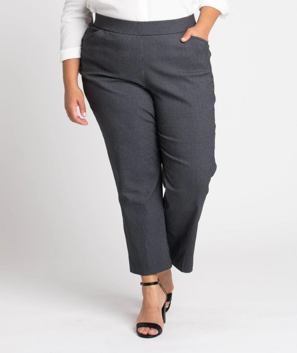Roz & Ali™ Superstretch Black Grid Pull On Ankle Pants - Plus - Image 2