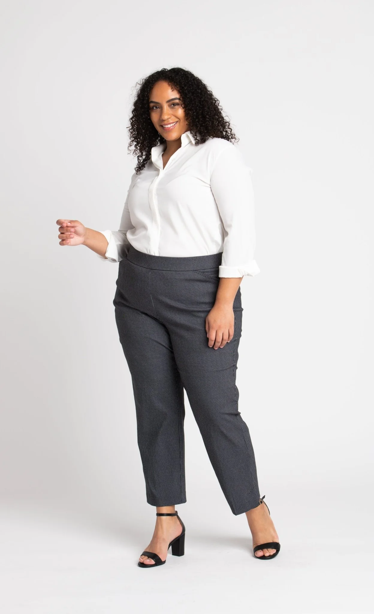Roz & Ali™ Superstretch Black Grid Pull On Ankle Pants - Plus - Image 5