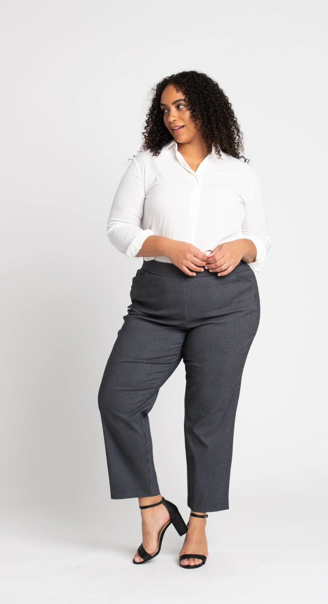 Roz & Ali™ Superstretch Black Grid Pull On Ankle Pants - Plus - Image 6