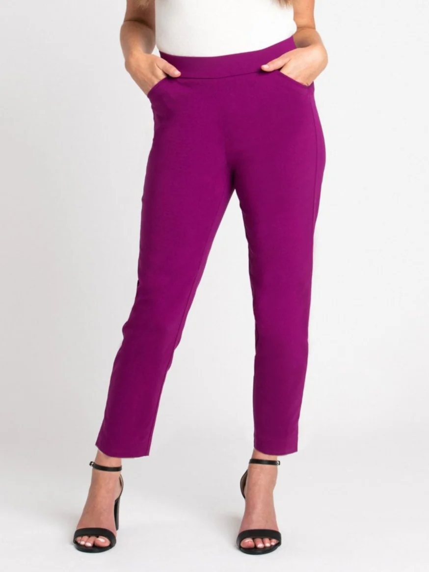 Roz & Ali™ Superstretch Magenta Pull On Ankle Pants - Image 11