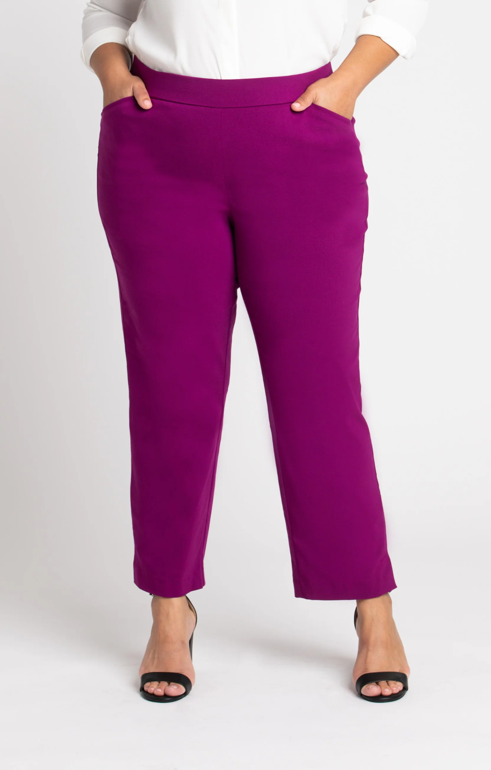 Roz & Ali™ Superstretch Magenta Pull On Ankle Pants - Plus - Image 3
