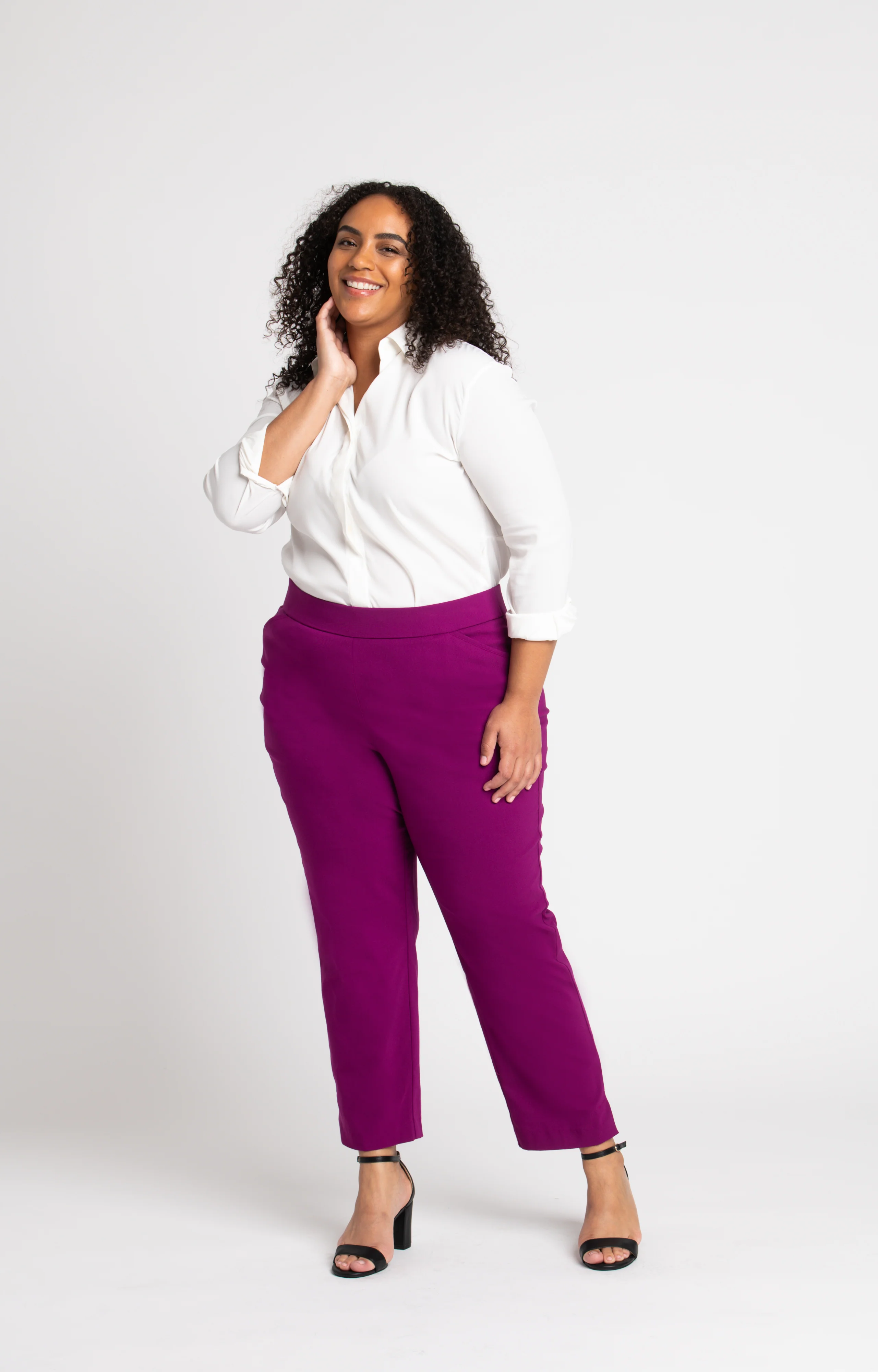 Roz & Ali™ Superstretch Magenta Pull On Ankle Pants - Plus - Image 7