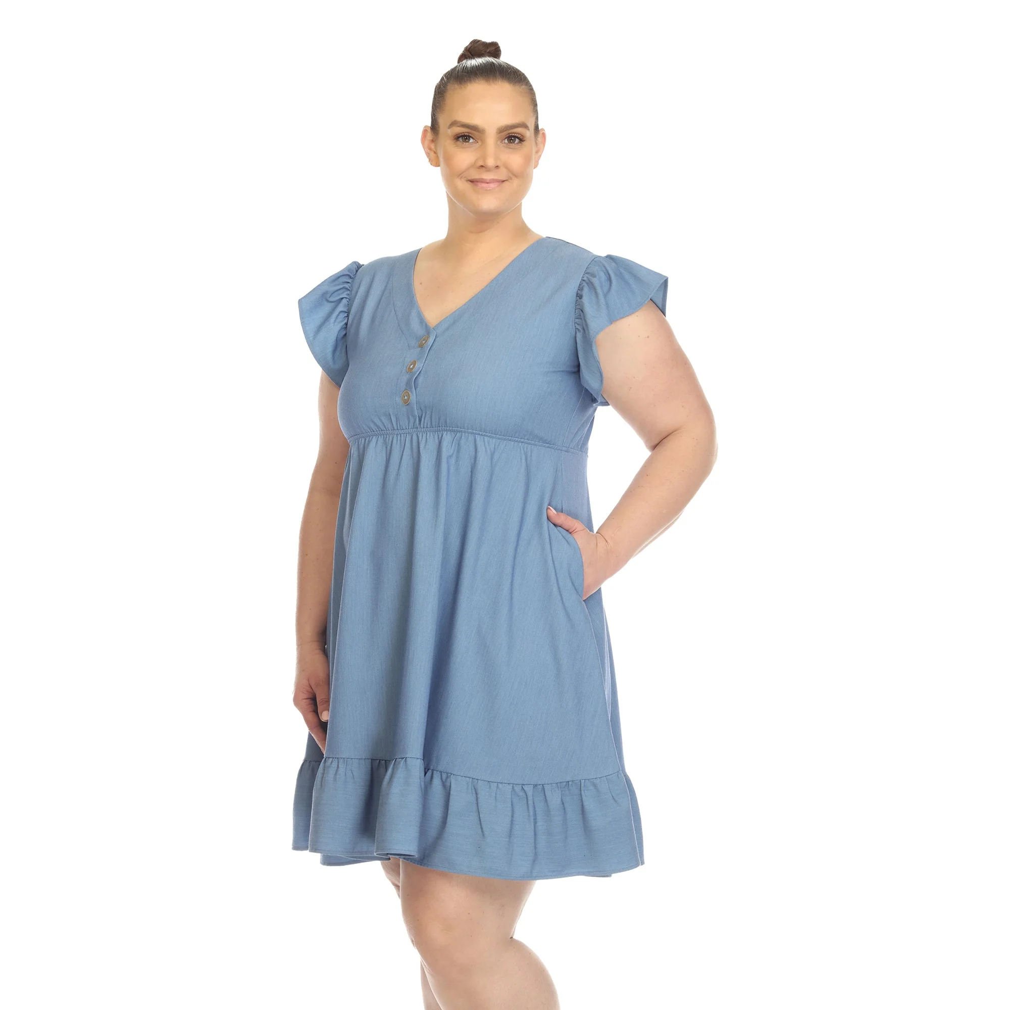 Ruffle Sleeve Knee-Length Dress - Plus - Image 7
