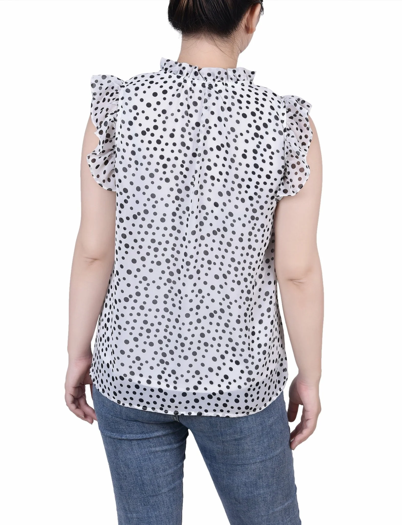 Ruffled Sleeve Blouse With Tie Closure - Petite - Image 6