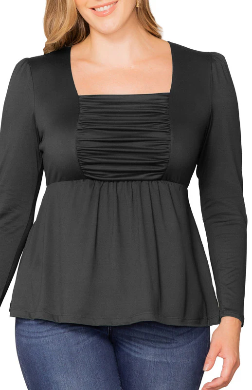 Rylan Ruched Top - Black - Plus - Image 3