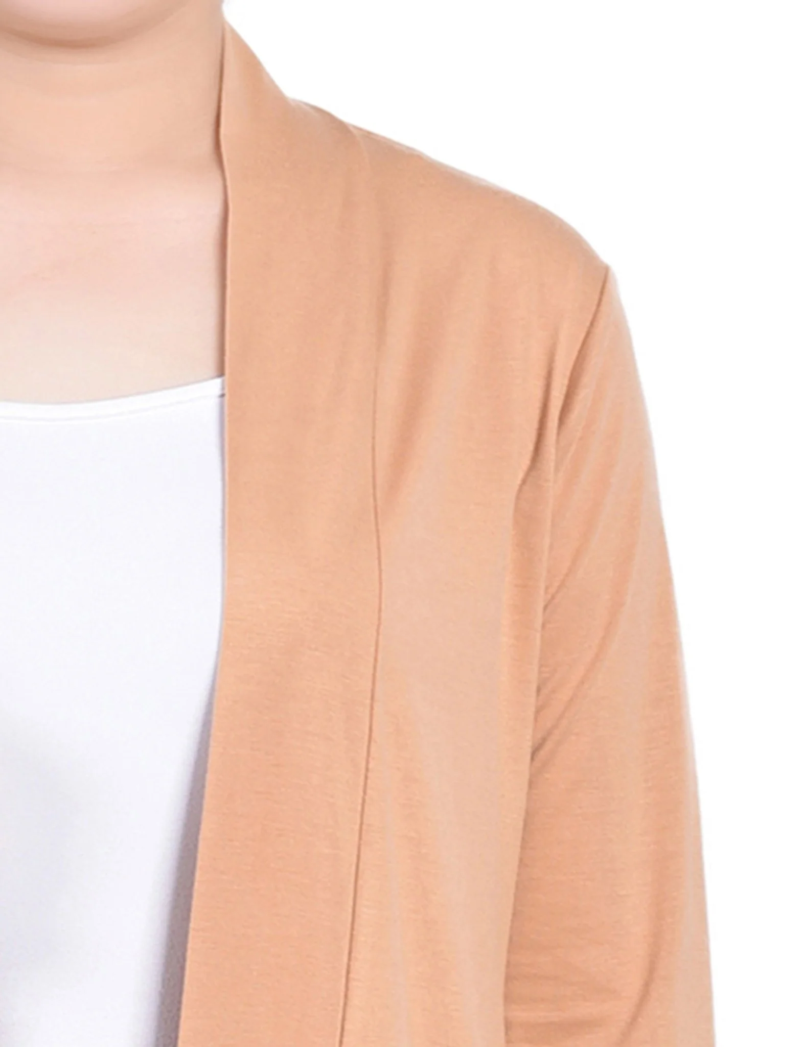 Sand Long Sleeve Knit Cardigan With Chiffon Back - Image 3