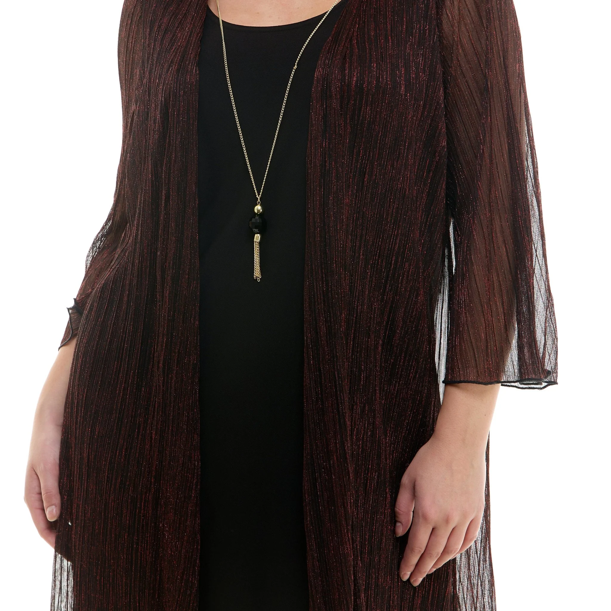 Sara Michelle 3/4 Bell Sleeve 2Fer Dress And Necklace - Plus - Image 7