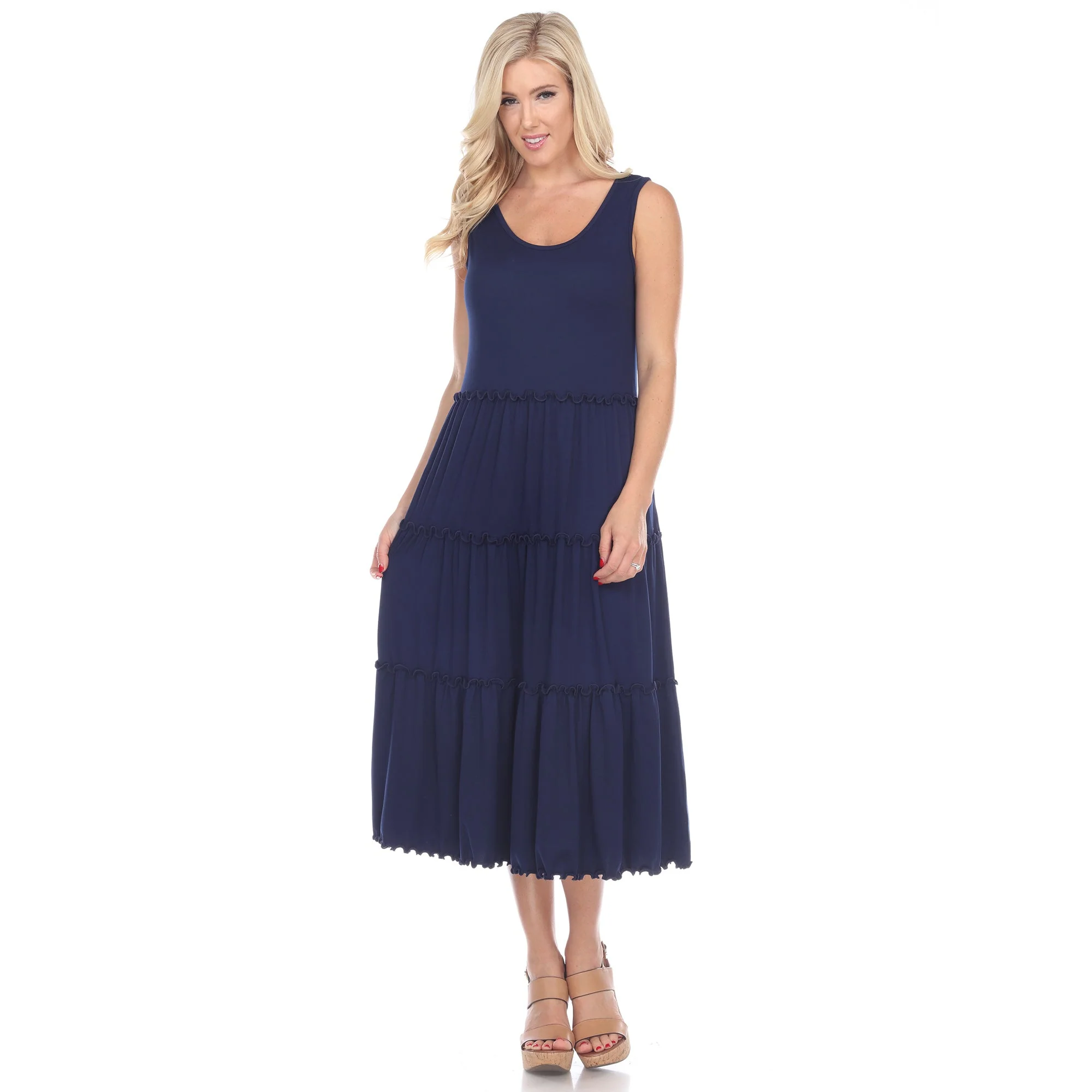 Scoop Neck Tiered Midi Dress - Image 25