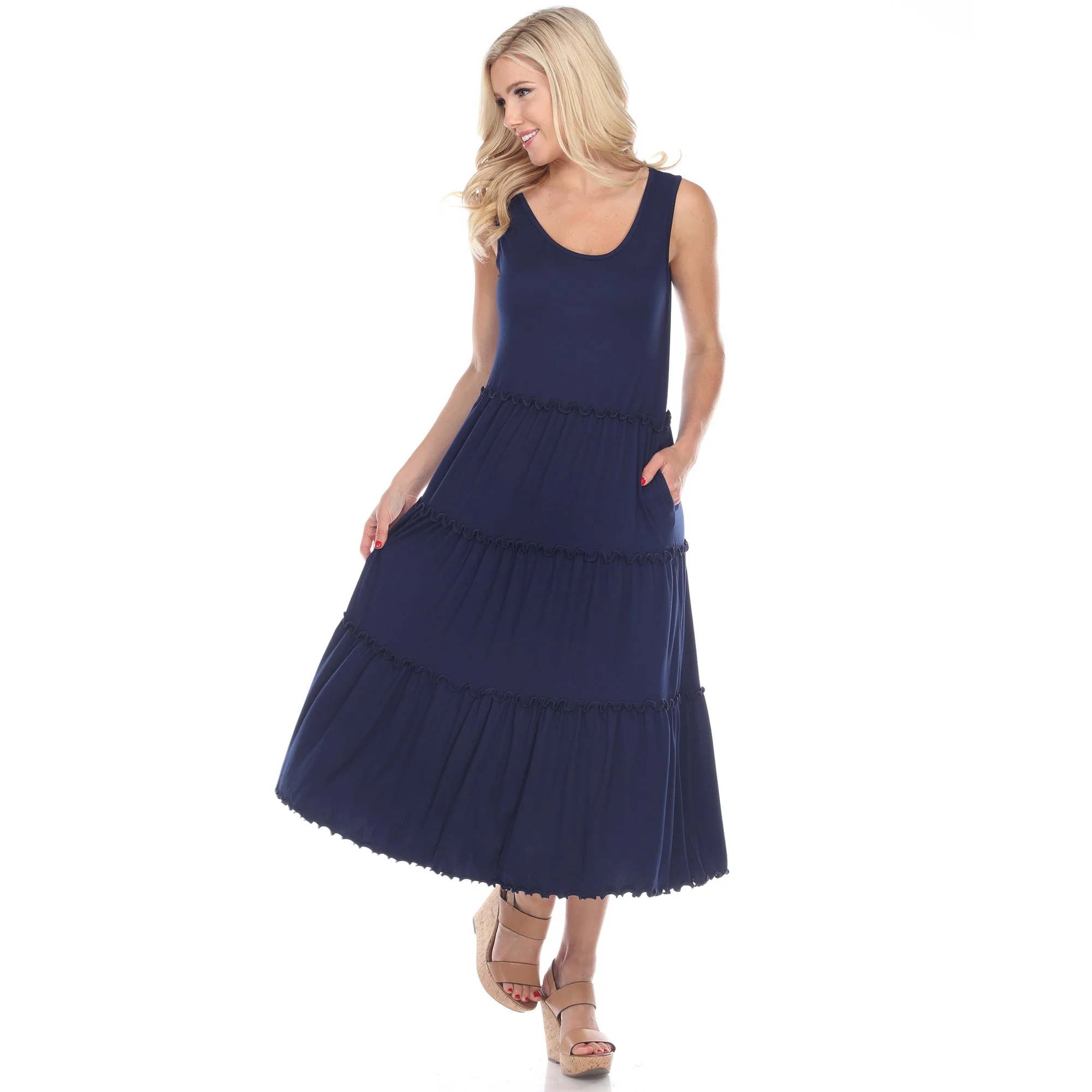 Scoop Neck Tiered Midi Dress - Image 26